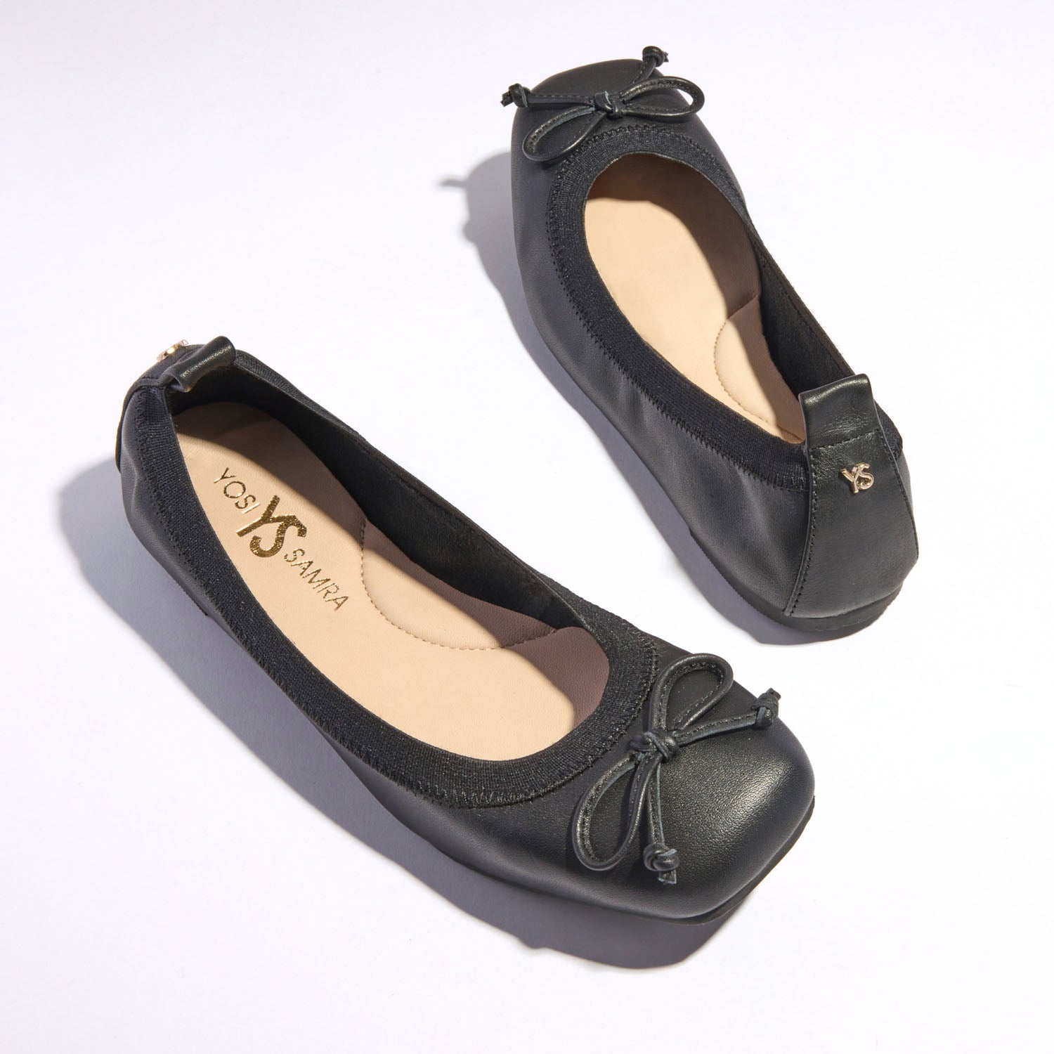 Yosi Samra Sz 8 Grey Suede popular Black Leather Ballet Flats