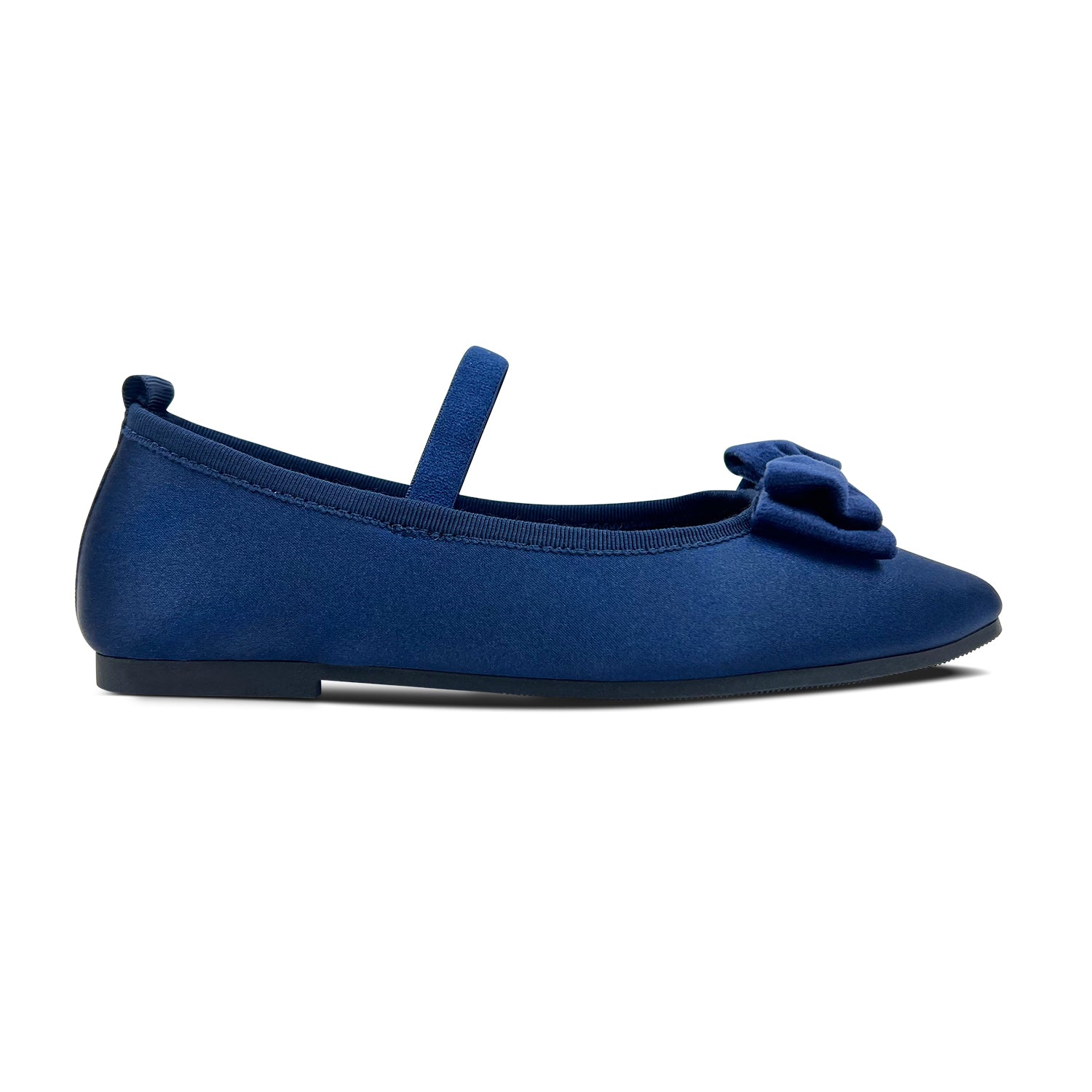 Navy satin flat shoes hotsell