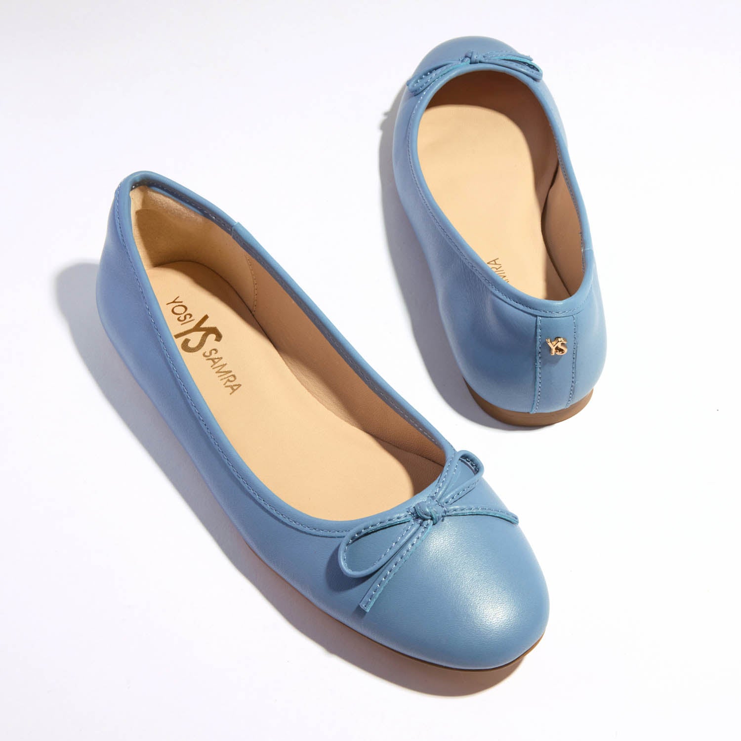 Yosi Samra Sadie Ballet Flat in Aqua Nappa Leather Blue 7