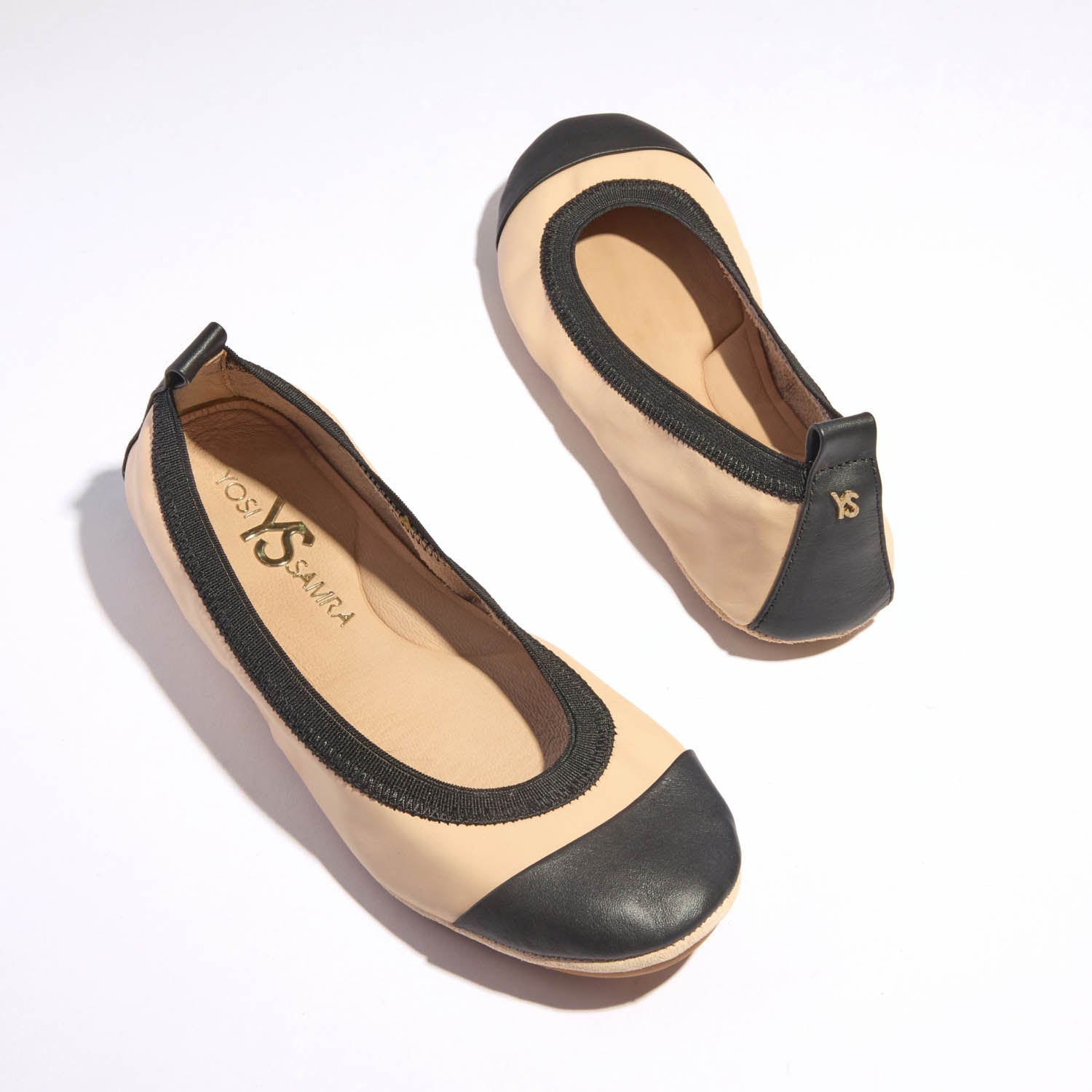 Yosi Samra Samantha Cap Toe Foldable Ballet Flat in Nude Black Brown 5