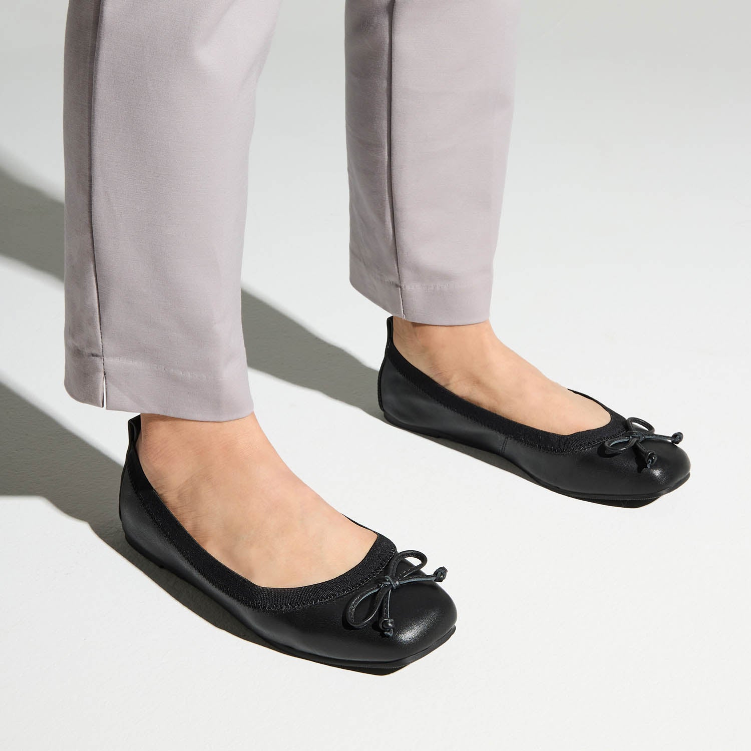 Caroline Ballet Flat in Black Leather