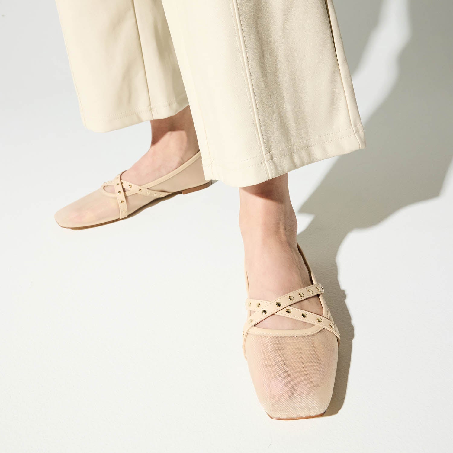 Chloe Ballet Flat in Nude Mesh