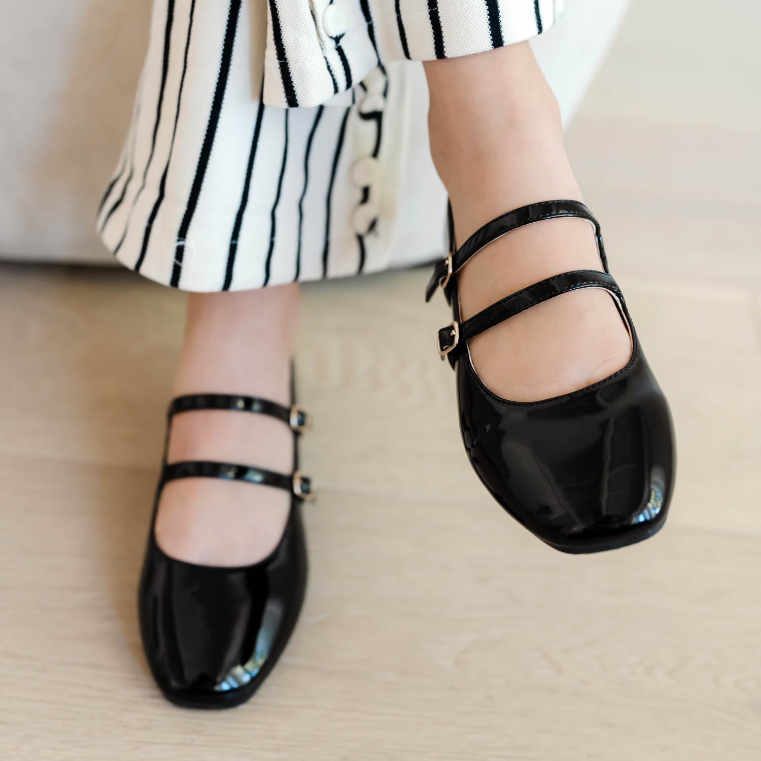 Miss Mary Flat in Black Patent - Kids