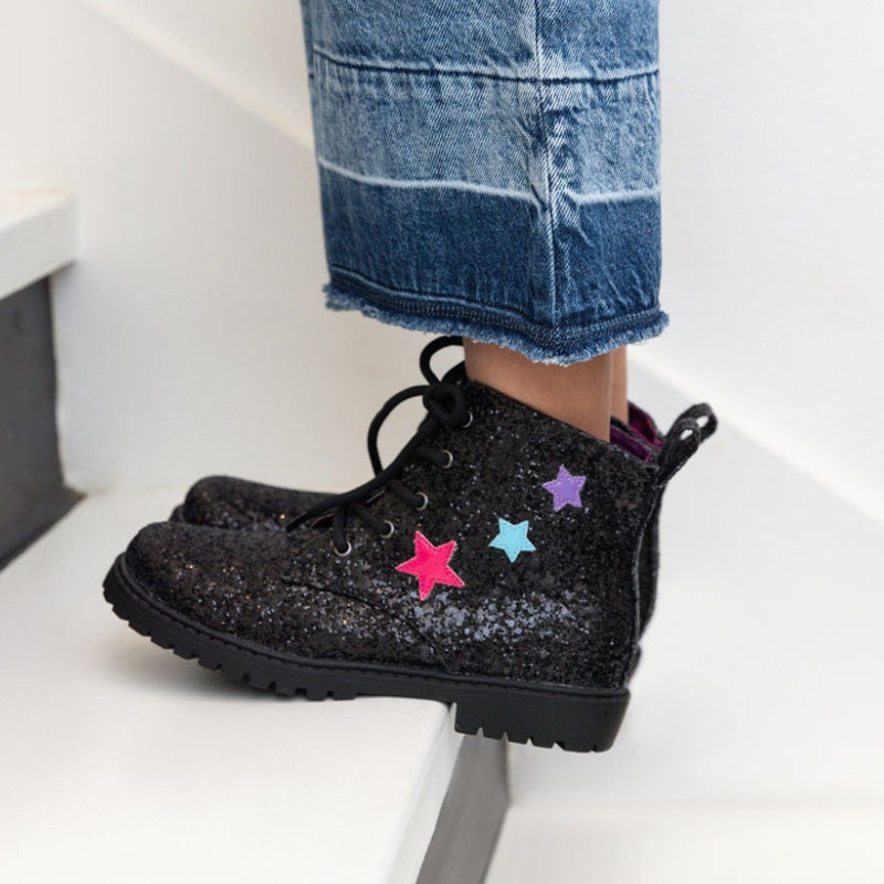 Miss Christie Boot in Black Glitter - Kids