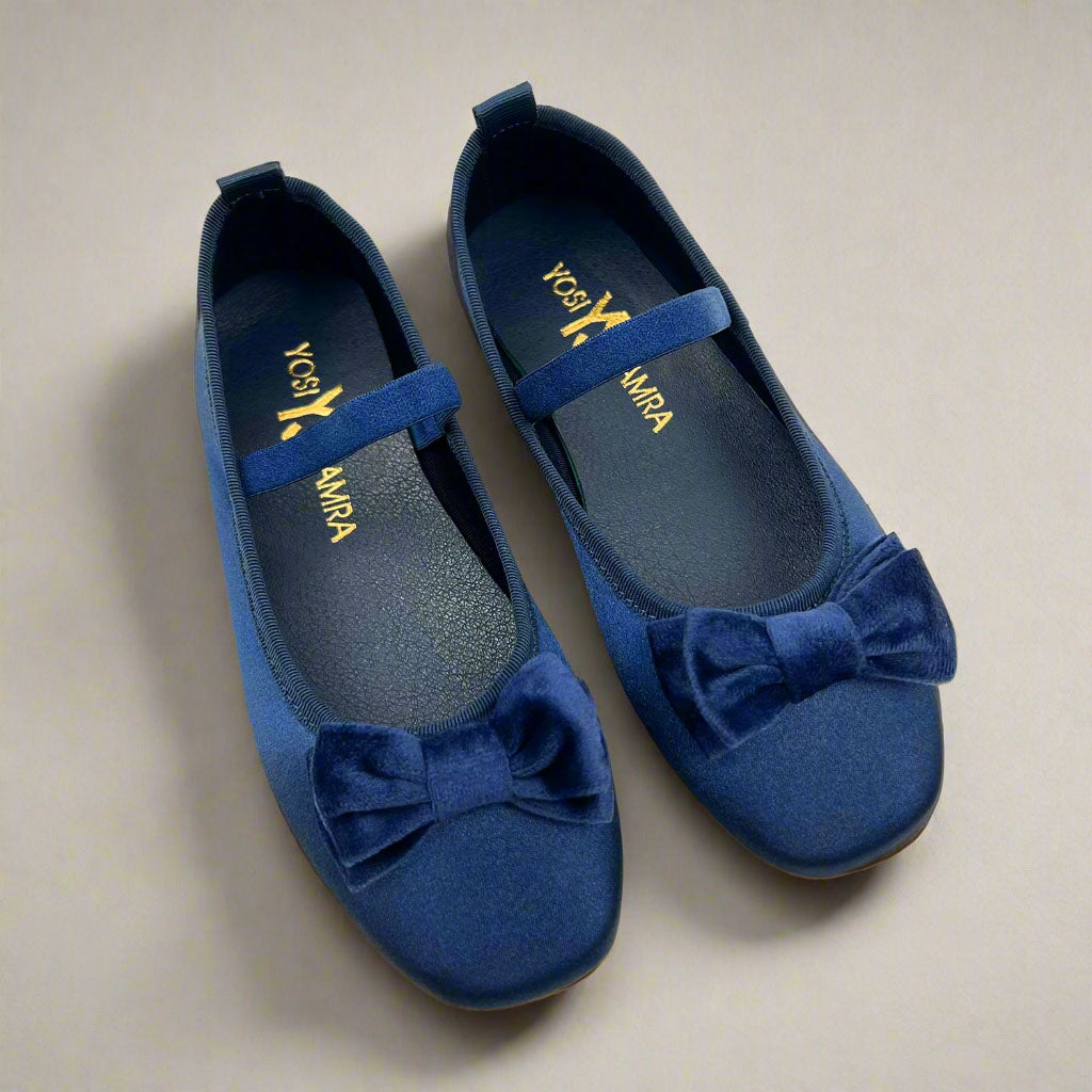 Navy satin flat shoes best sale