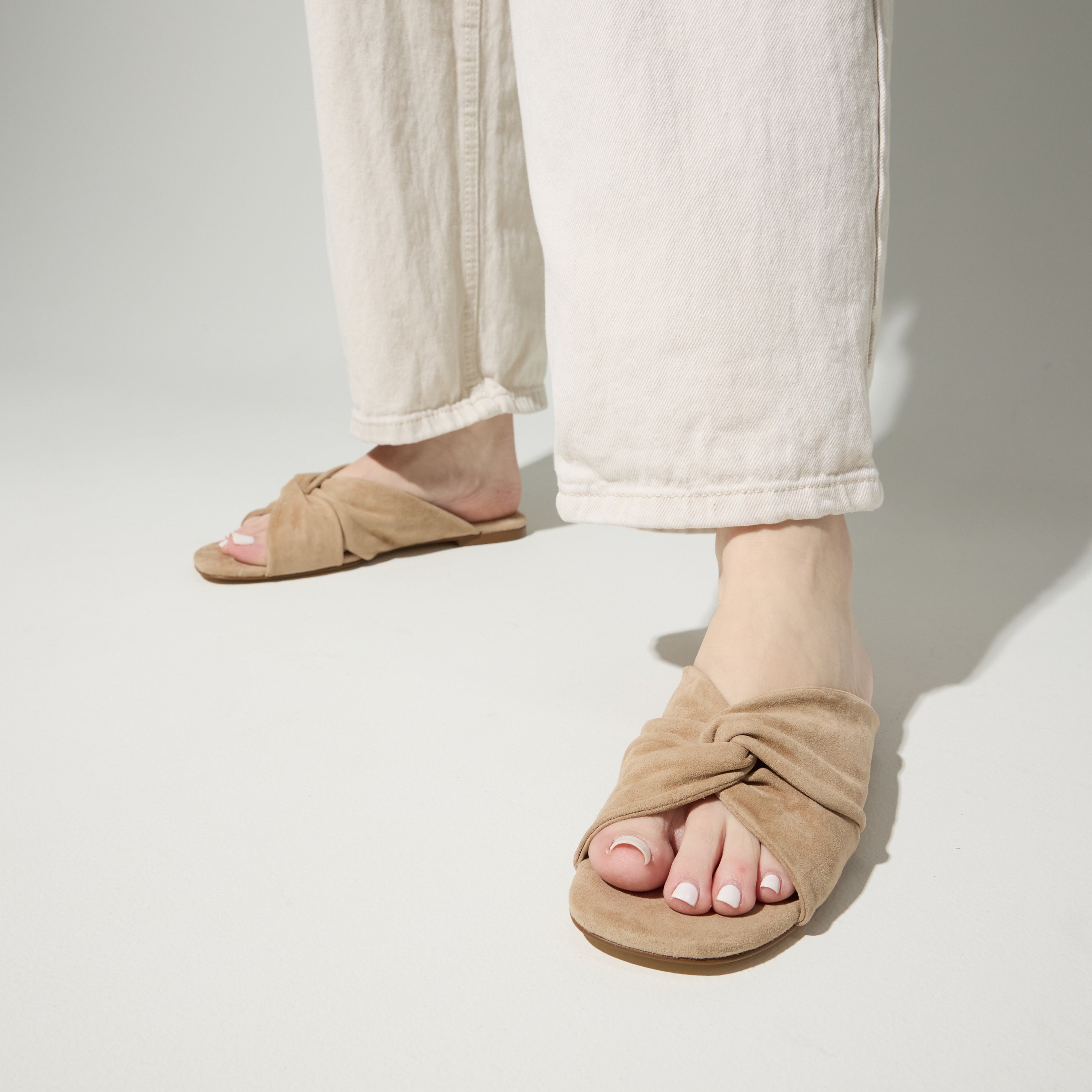 Nadia Slide Sandal in Oat Suede