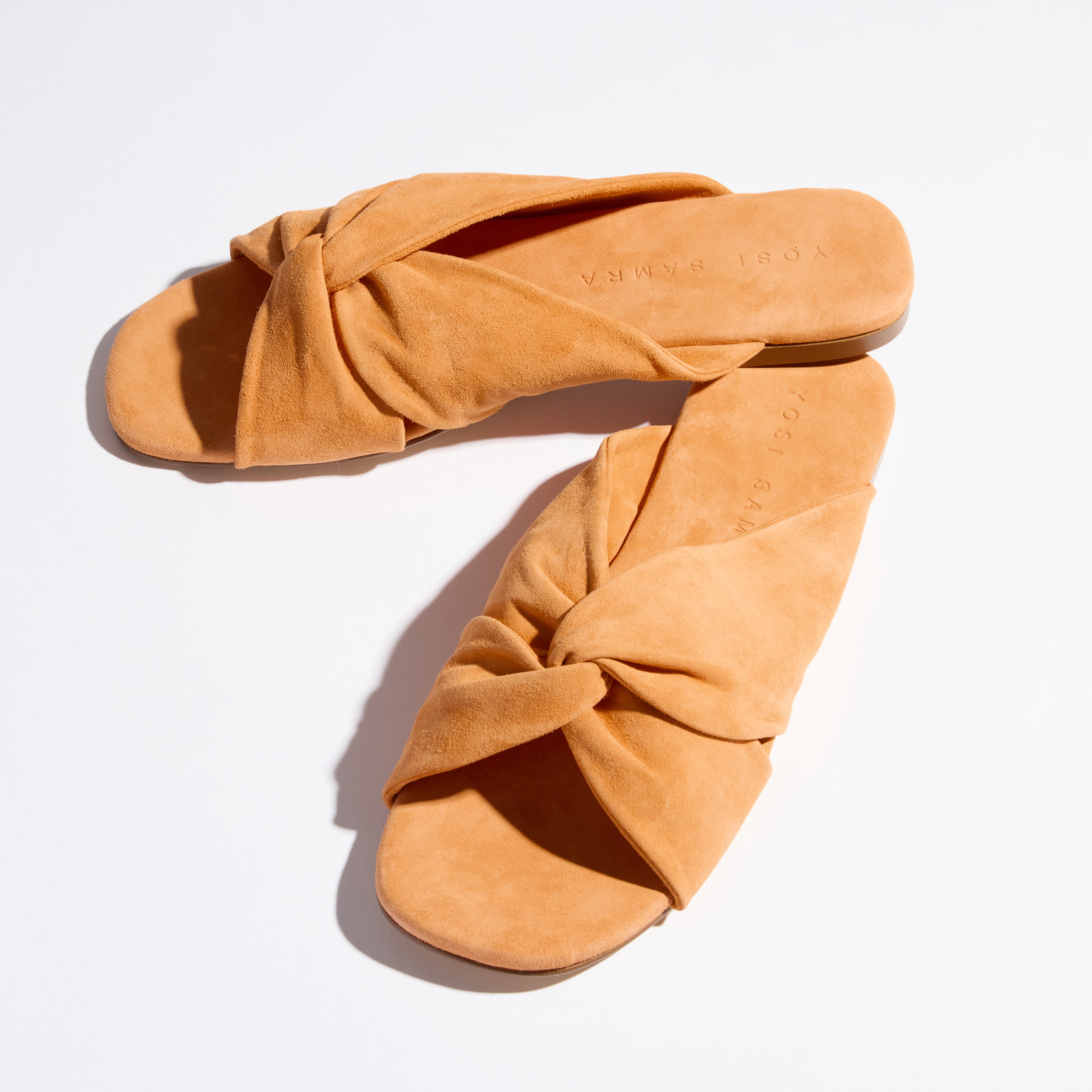 Nadia Slide Sandal in Tangerine Suede