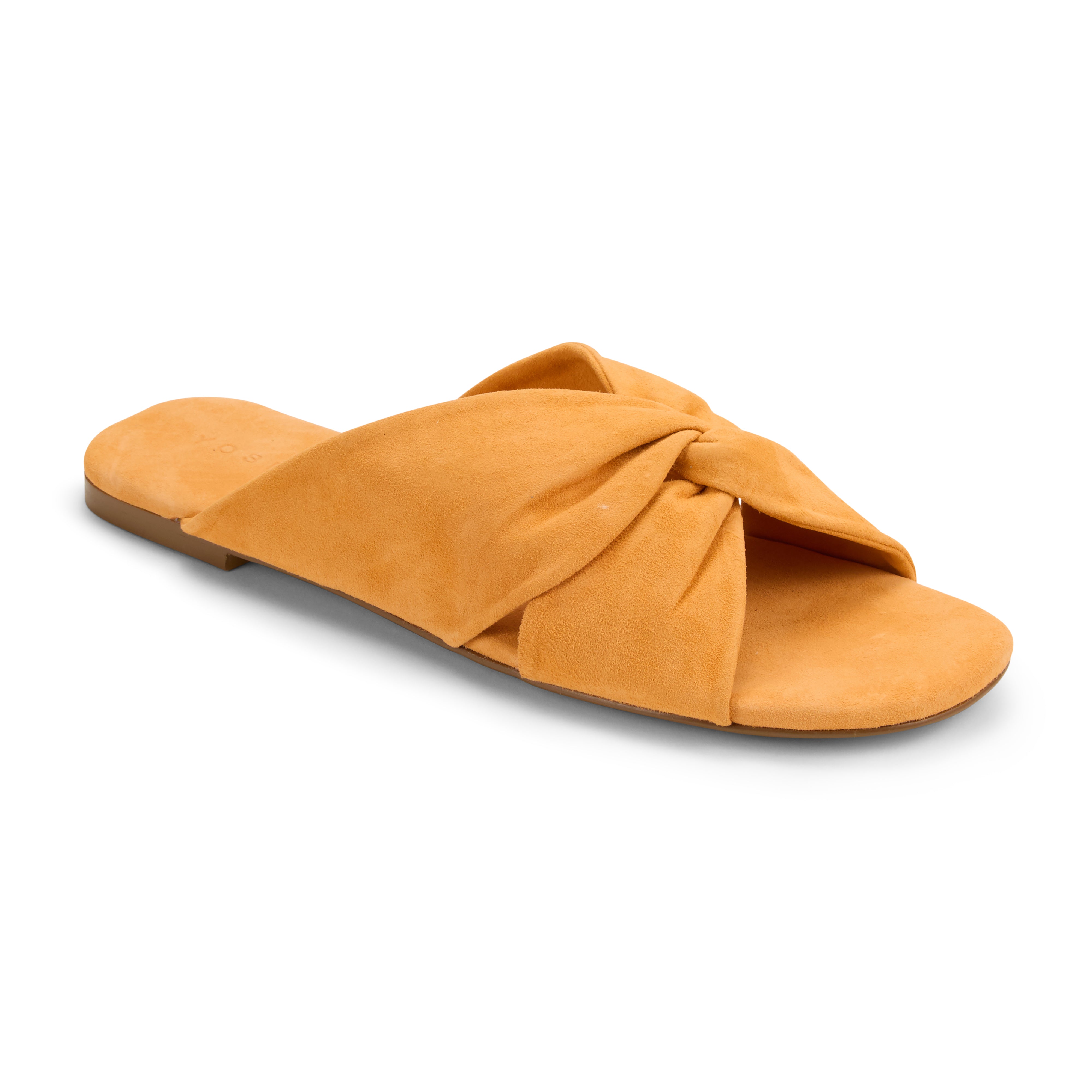 Nadia Slide Sandal in Tangerine Suede