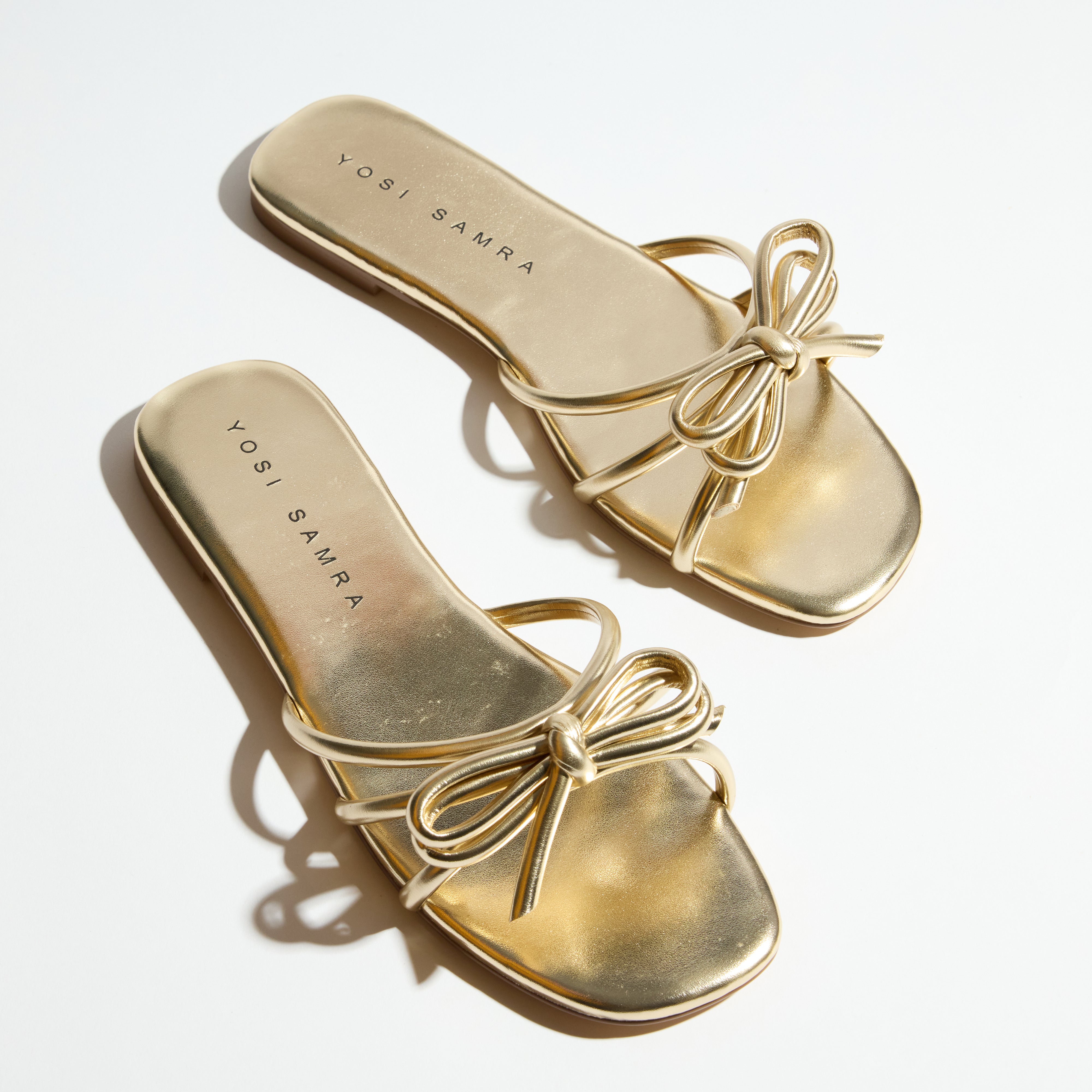 Nicole Bow Slide Sandal in Gold