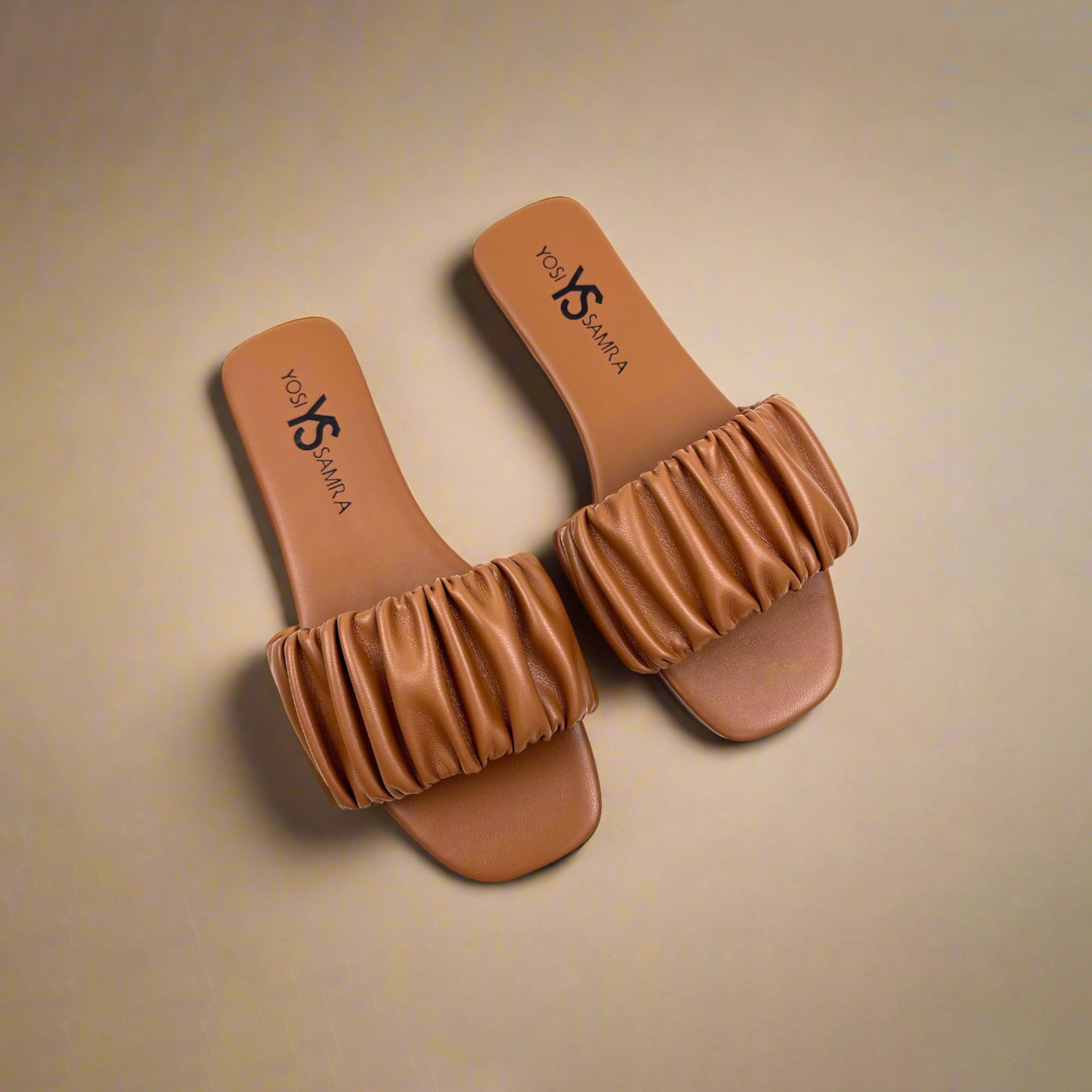 Naomi Ruched Sandal in Whiskey