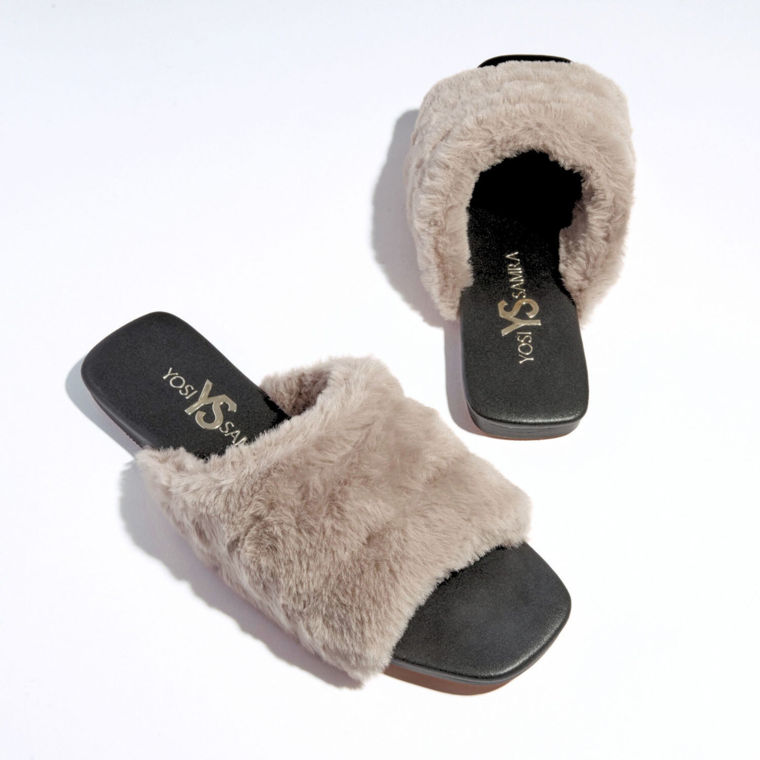 Nora Slipper in Beige Faux Fur