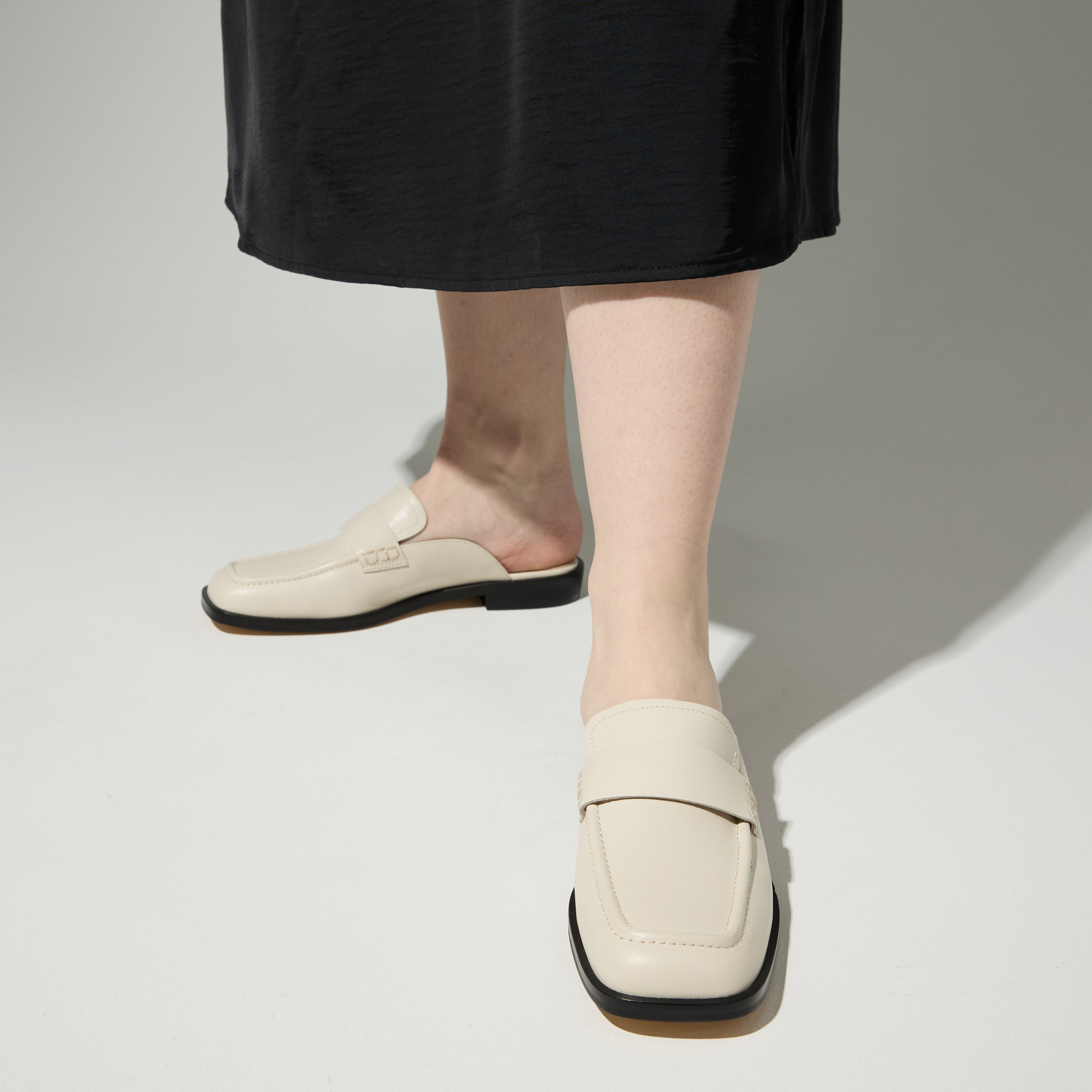 Odessa Loafer Mule in Bone Leather