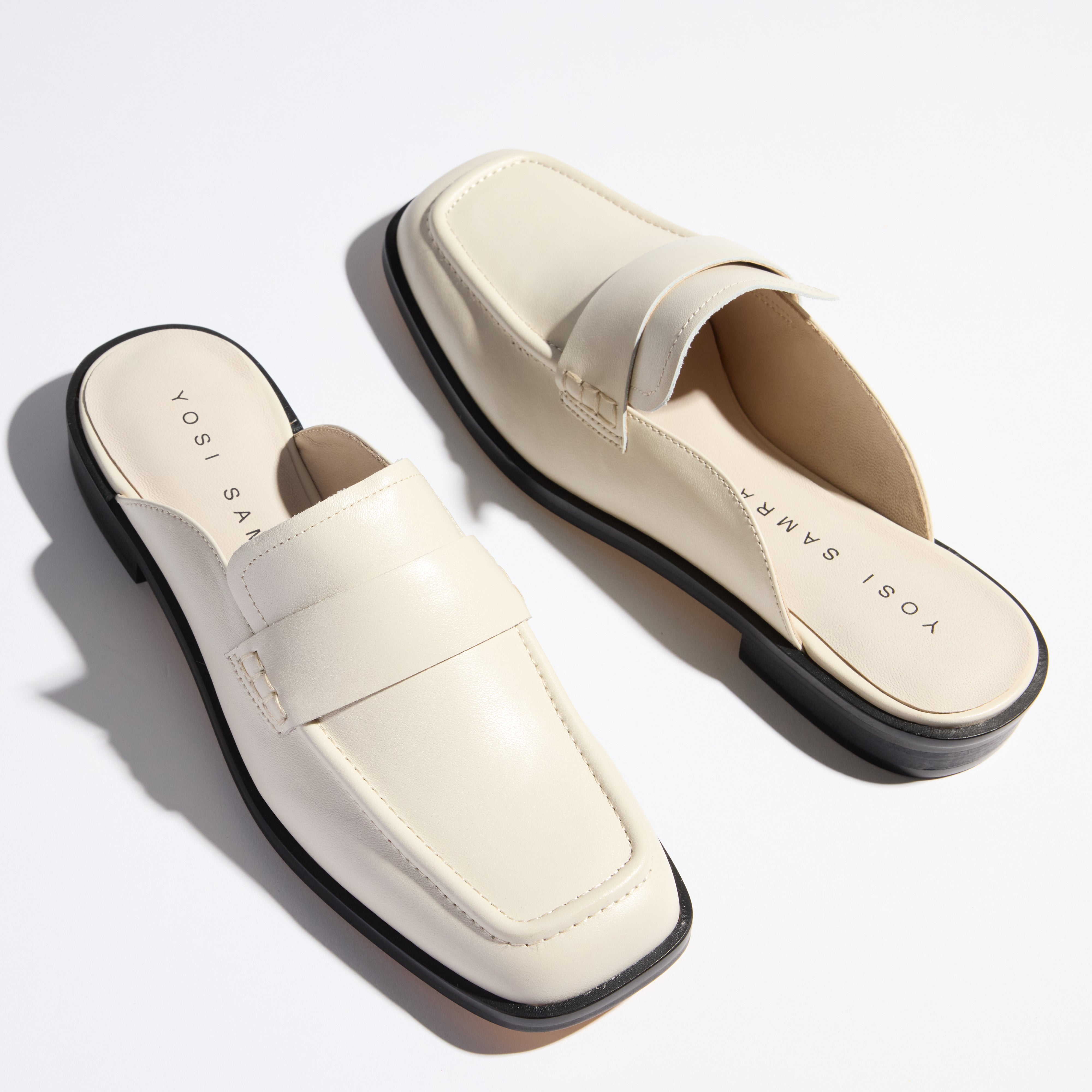 Odessa Loafer Mule in Bone Leather