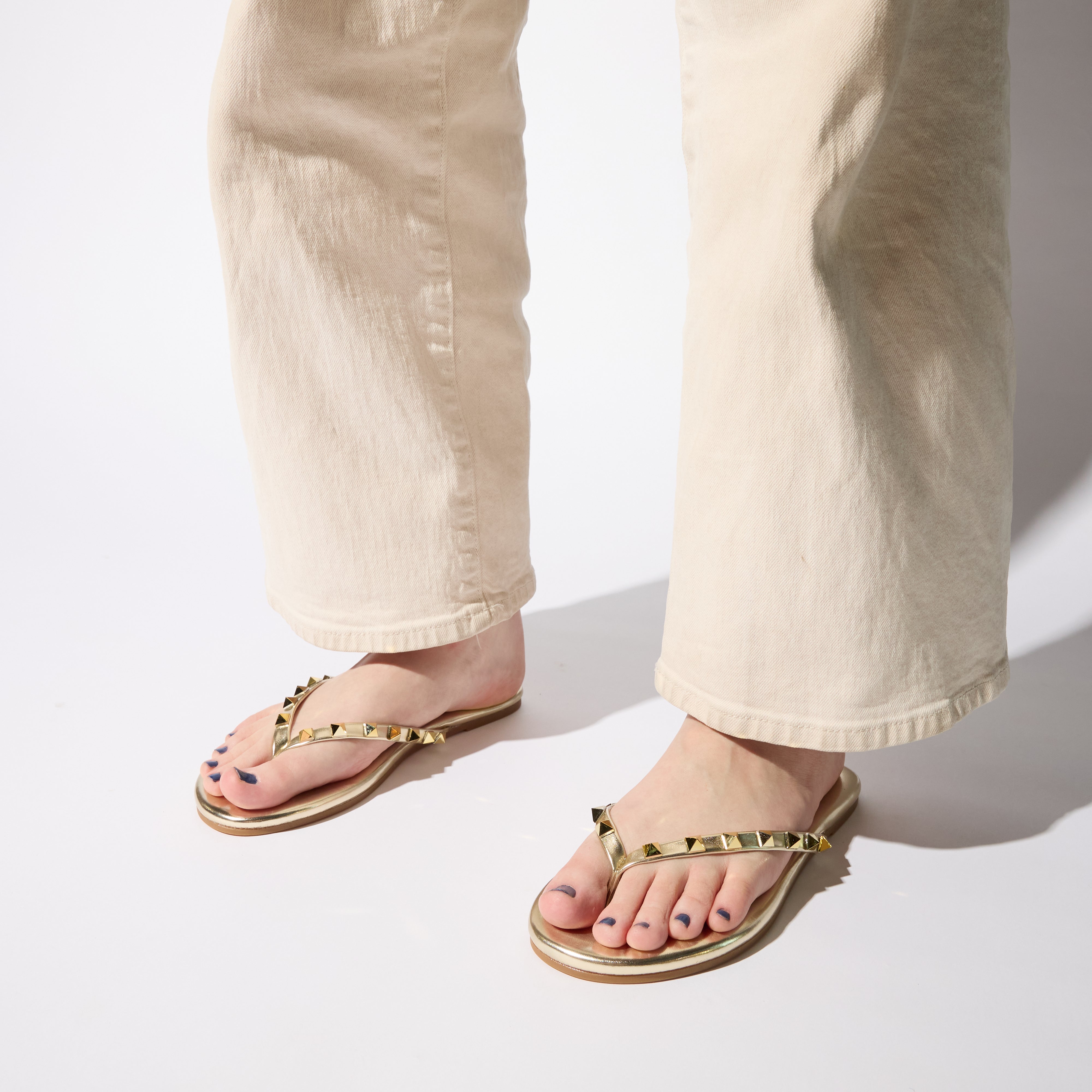 Rivington Stud Flip Flop in Gold