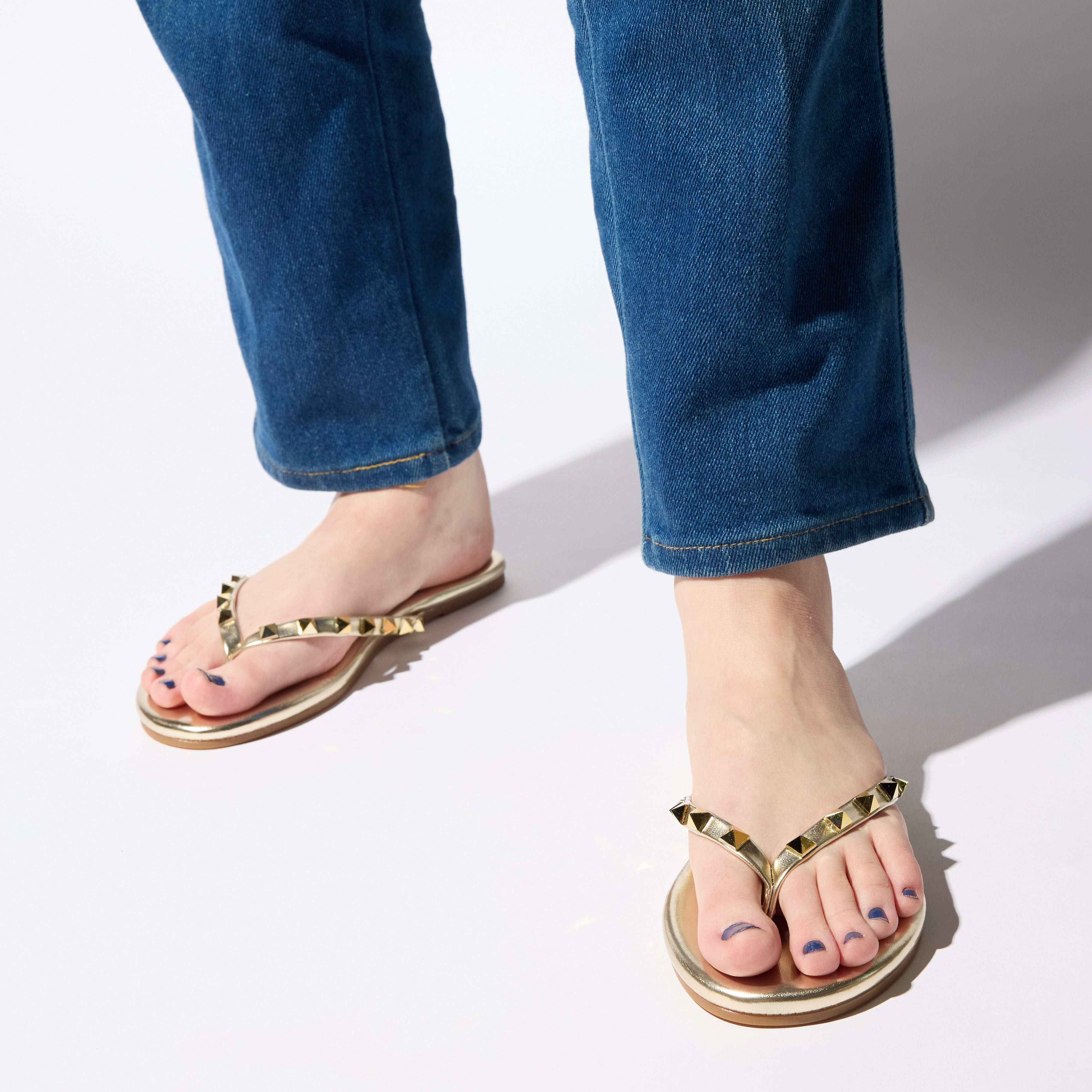 Rivington Stud Flip Flop in Gold