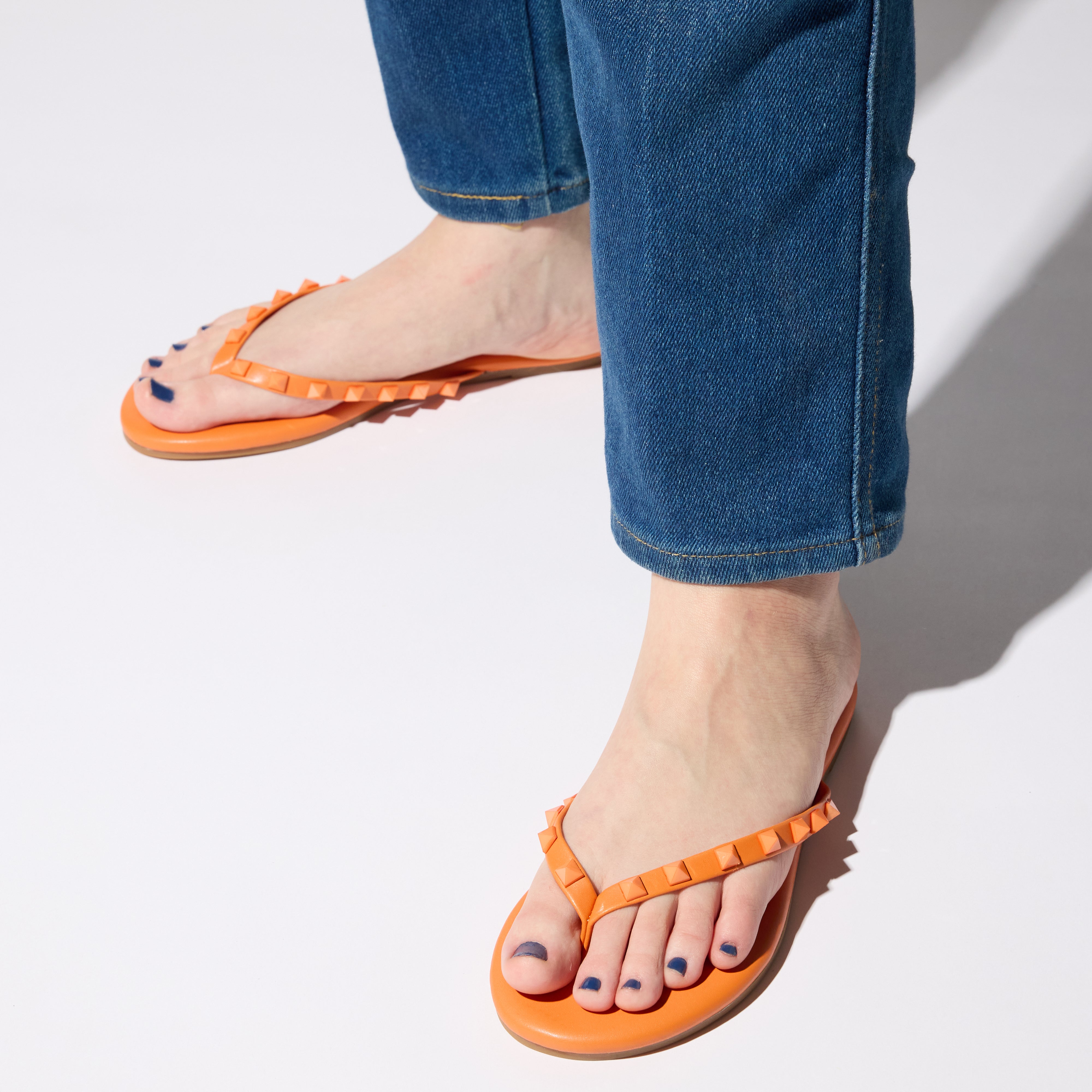 Rivington Stud Flip Flop in Tangerine