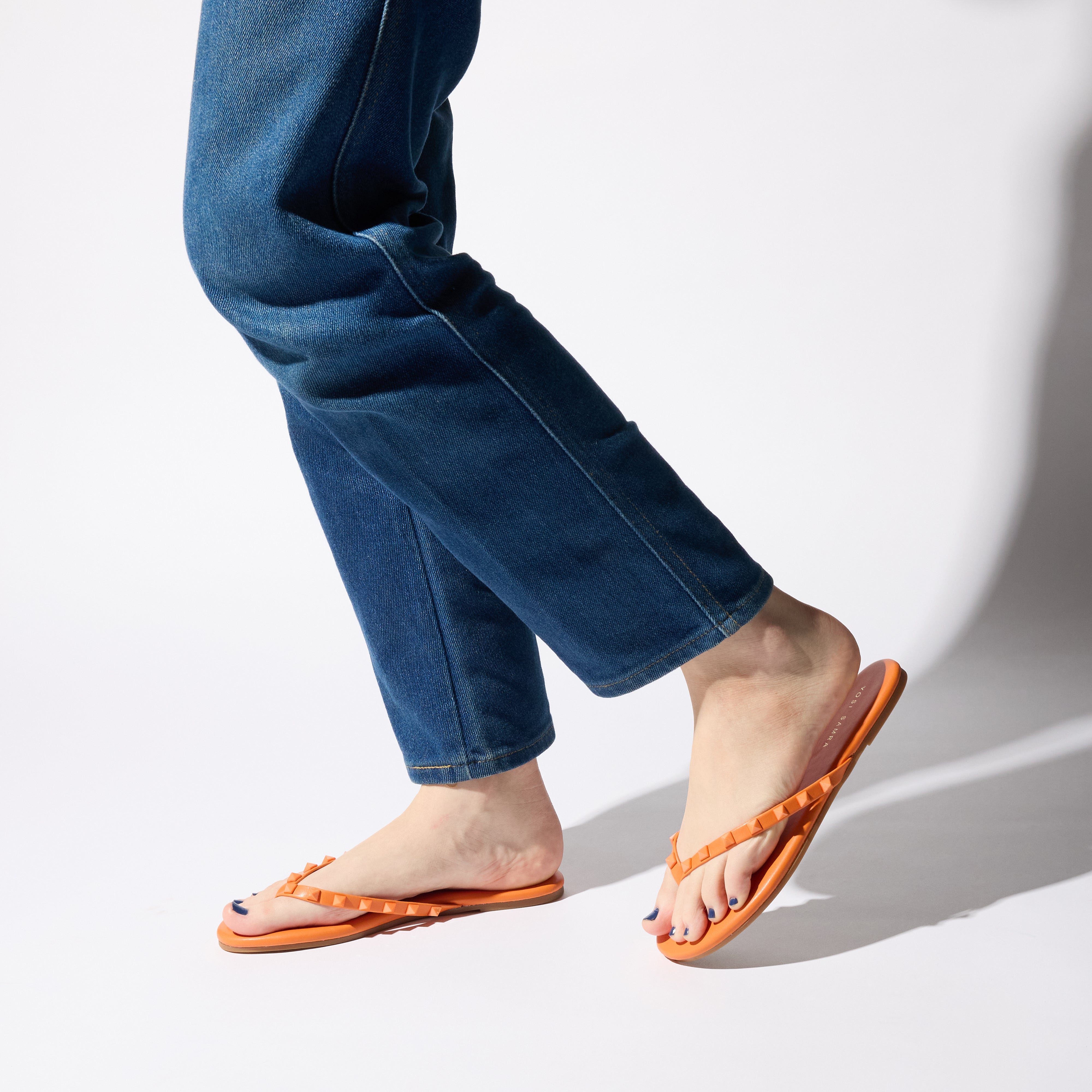 Rivington Stud Flip Flop in Tangerine