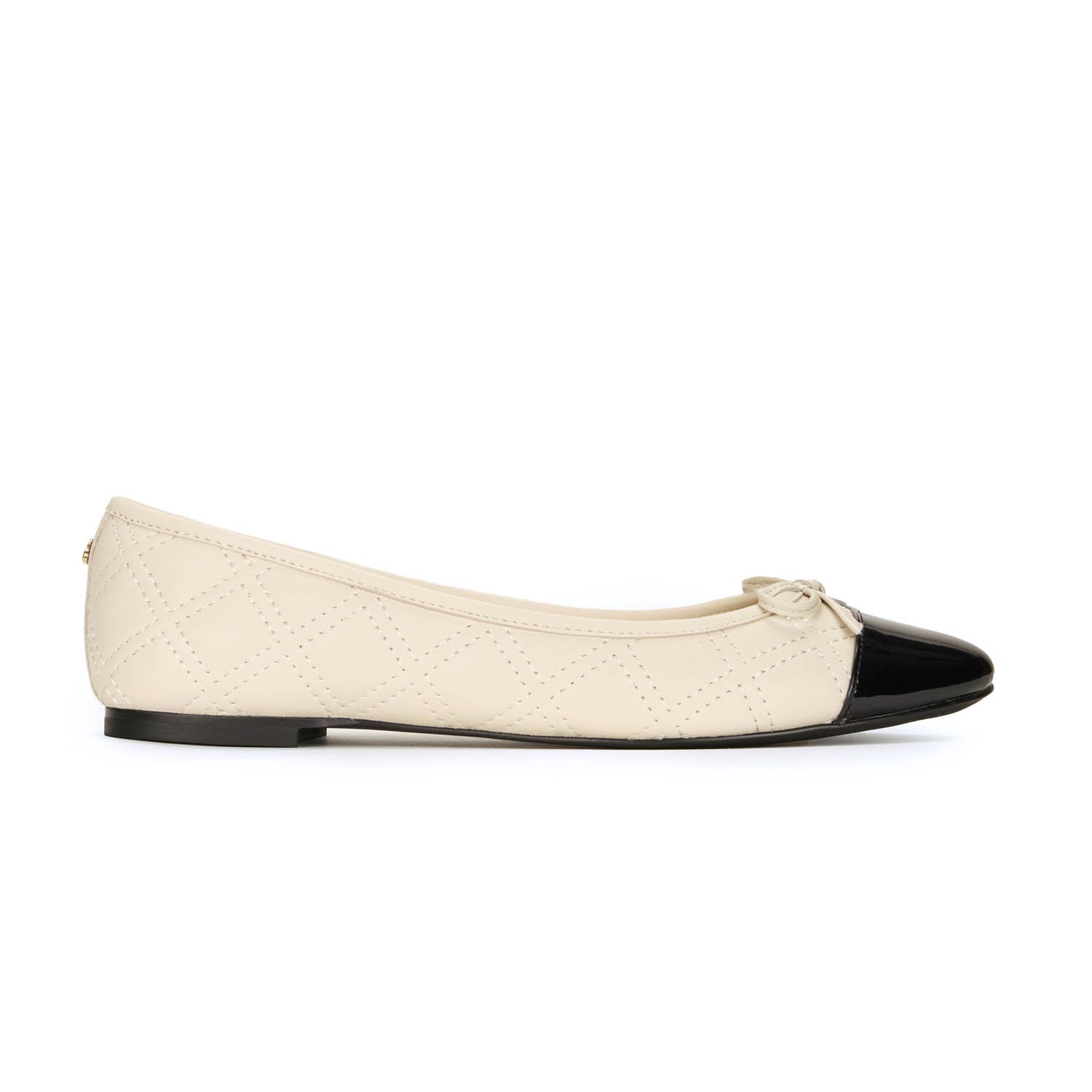 Sadie Quilted Ballet Flat in Bone Leather