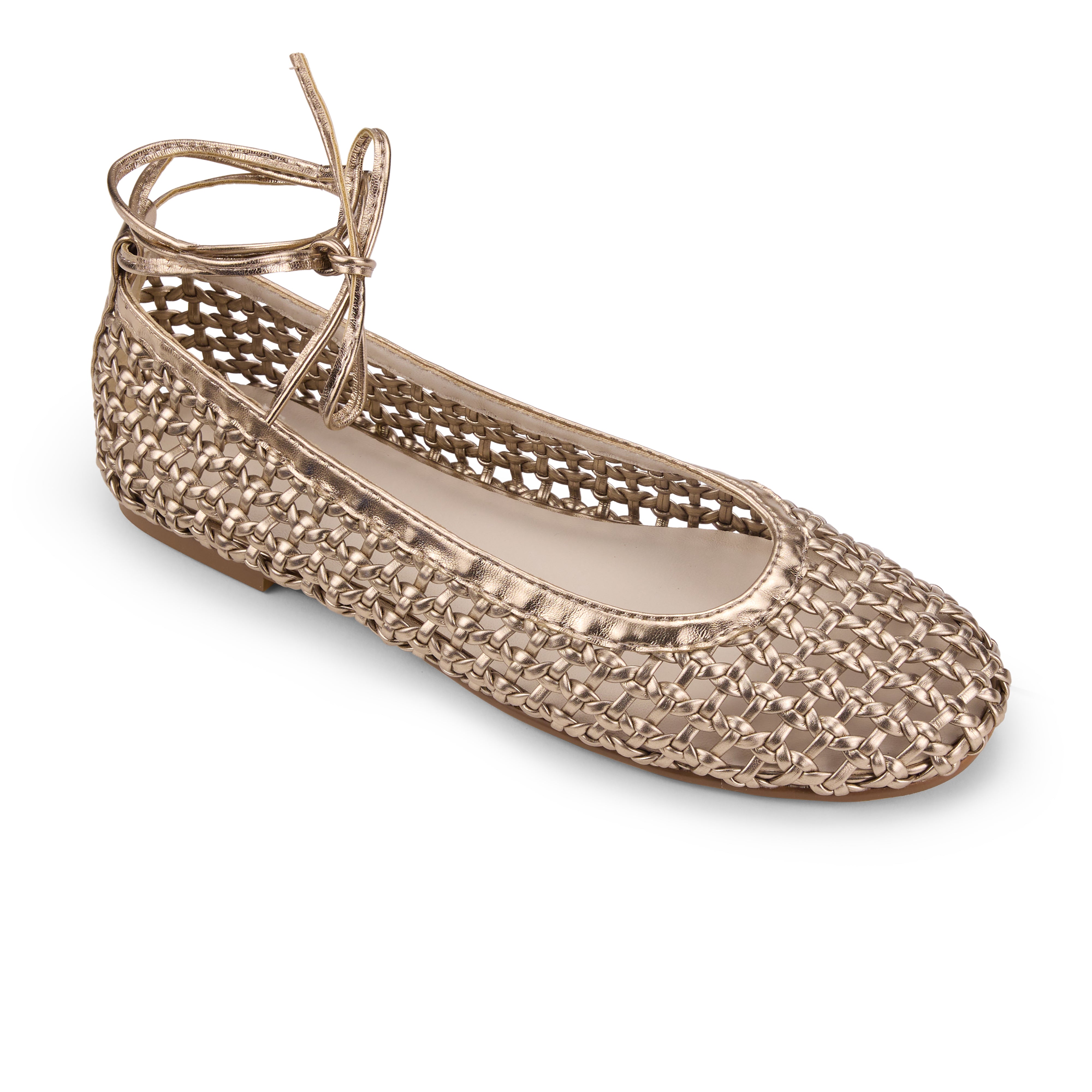 Sadie Ballet Flat in Gold Hand Woven