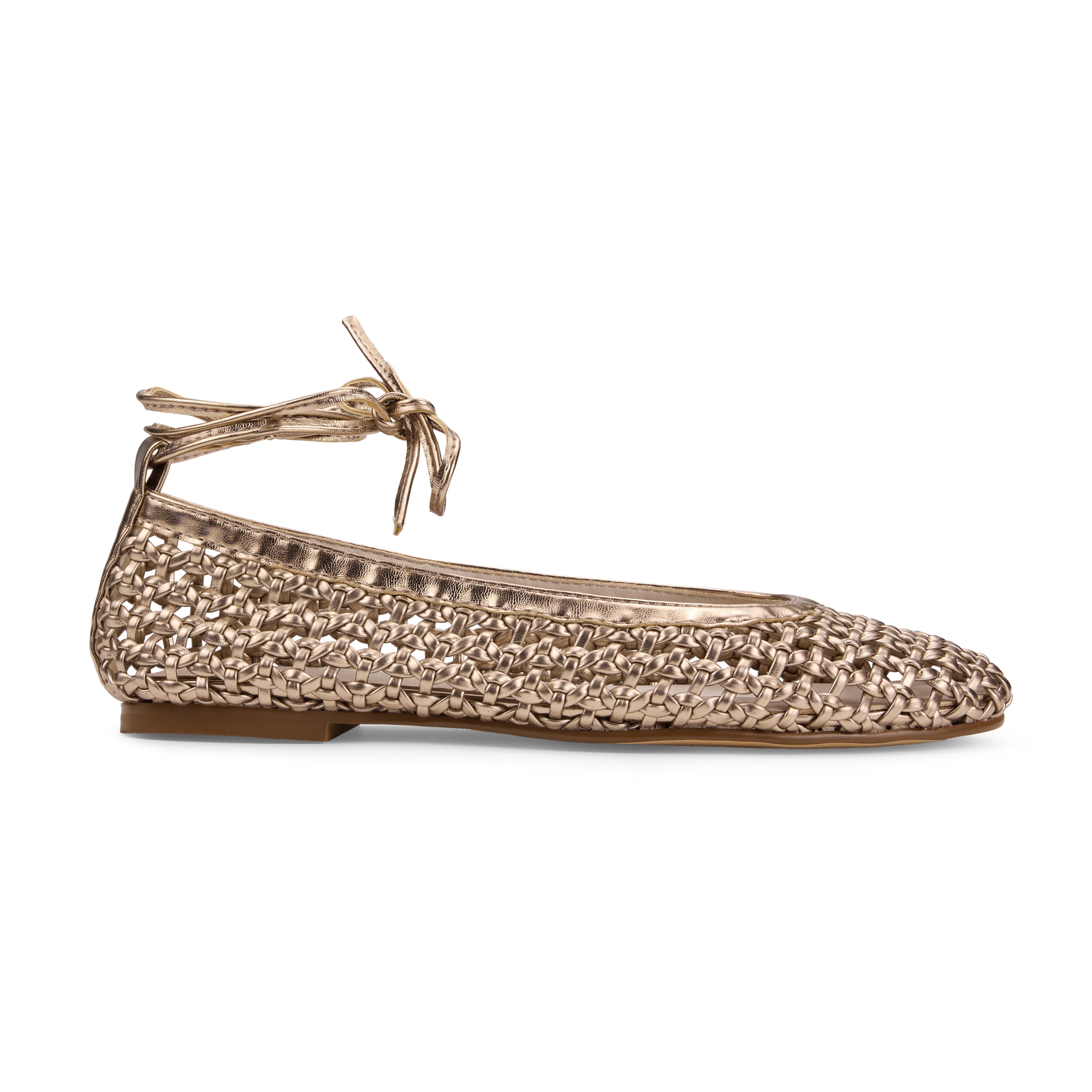 Sadie Ballet Flat in Gold Hand Woven