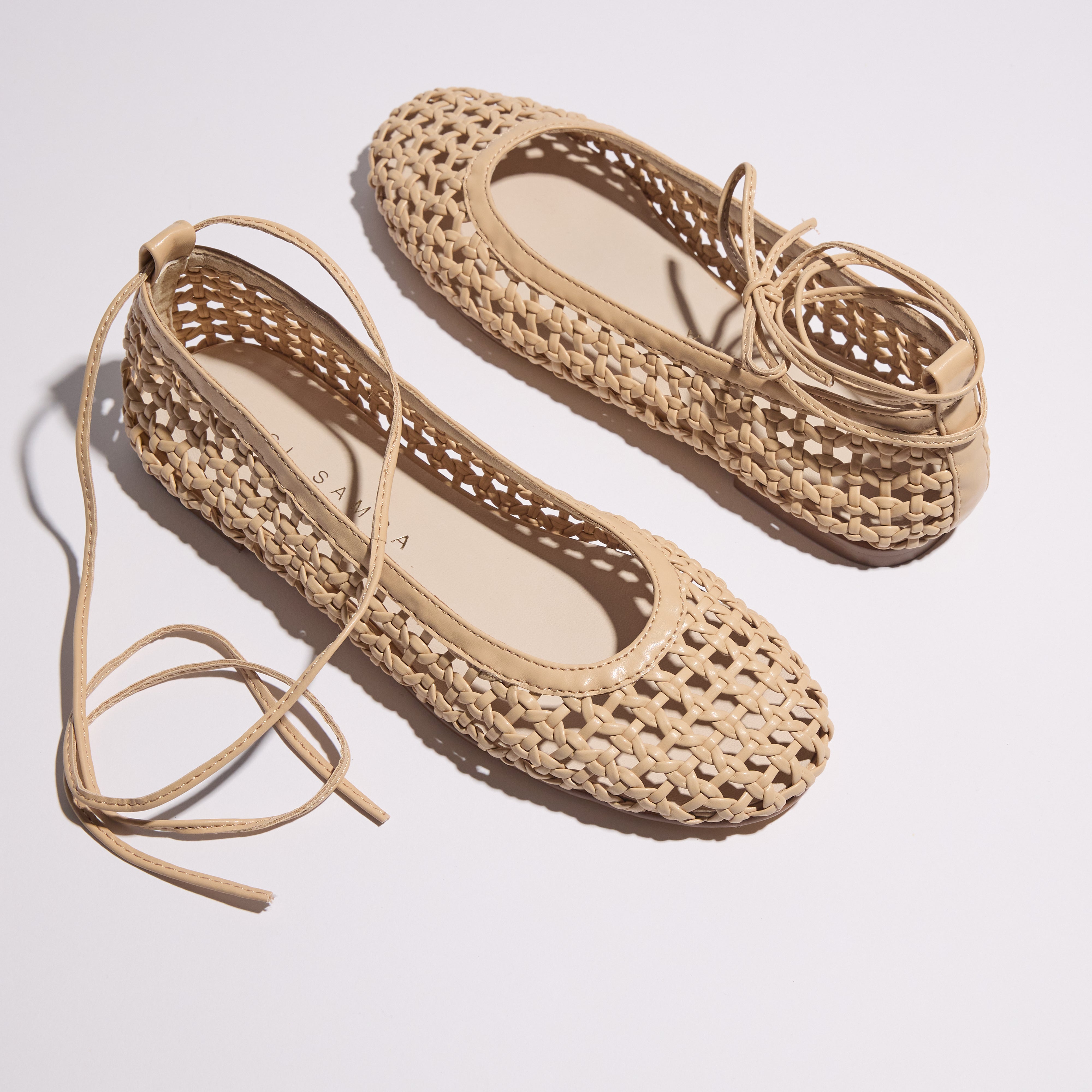 Sadie Ballet Flat in Natural Hand Woven