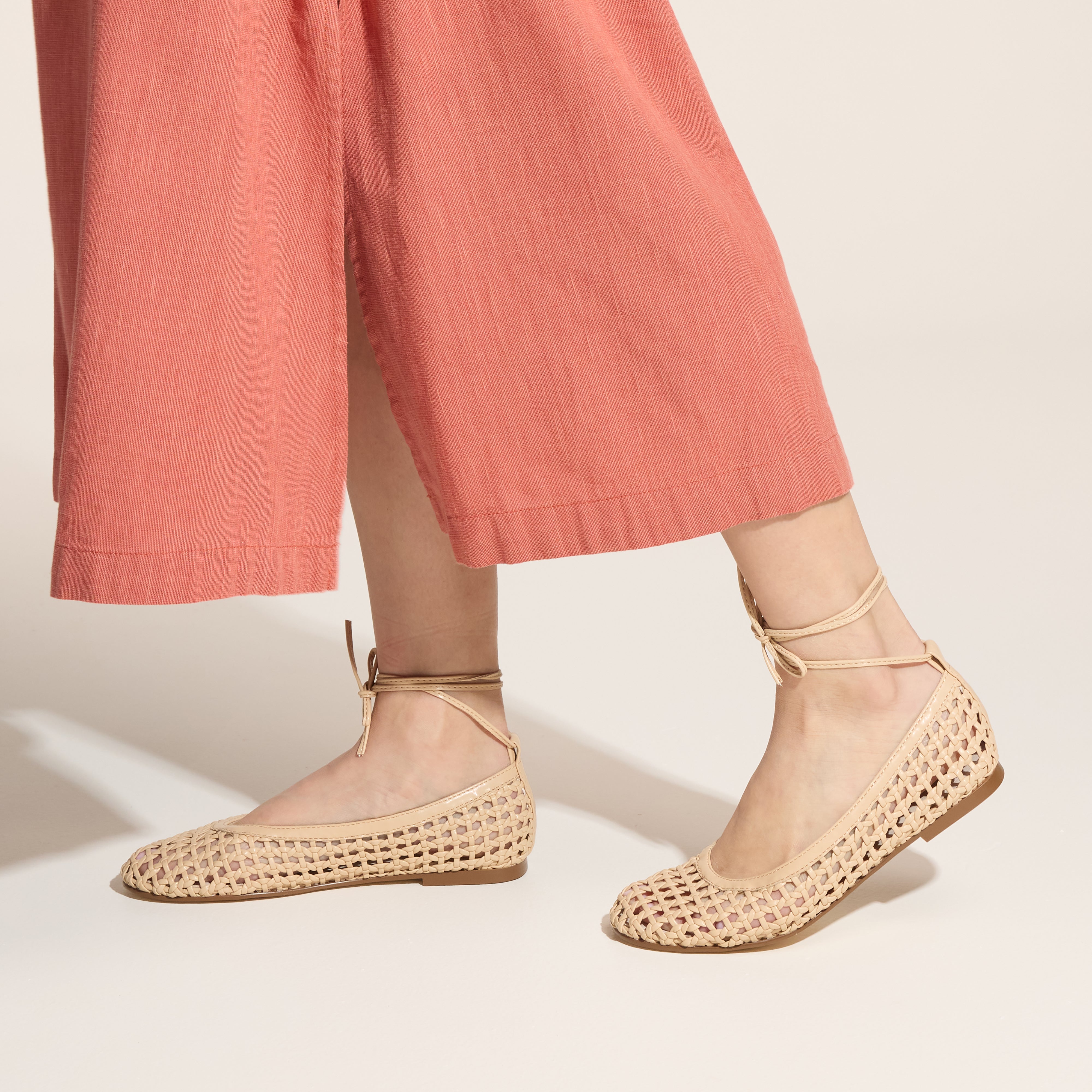 Sadie Ballet Flat in Natural Hand Woven