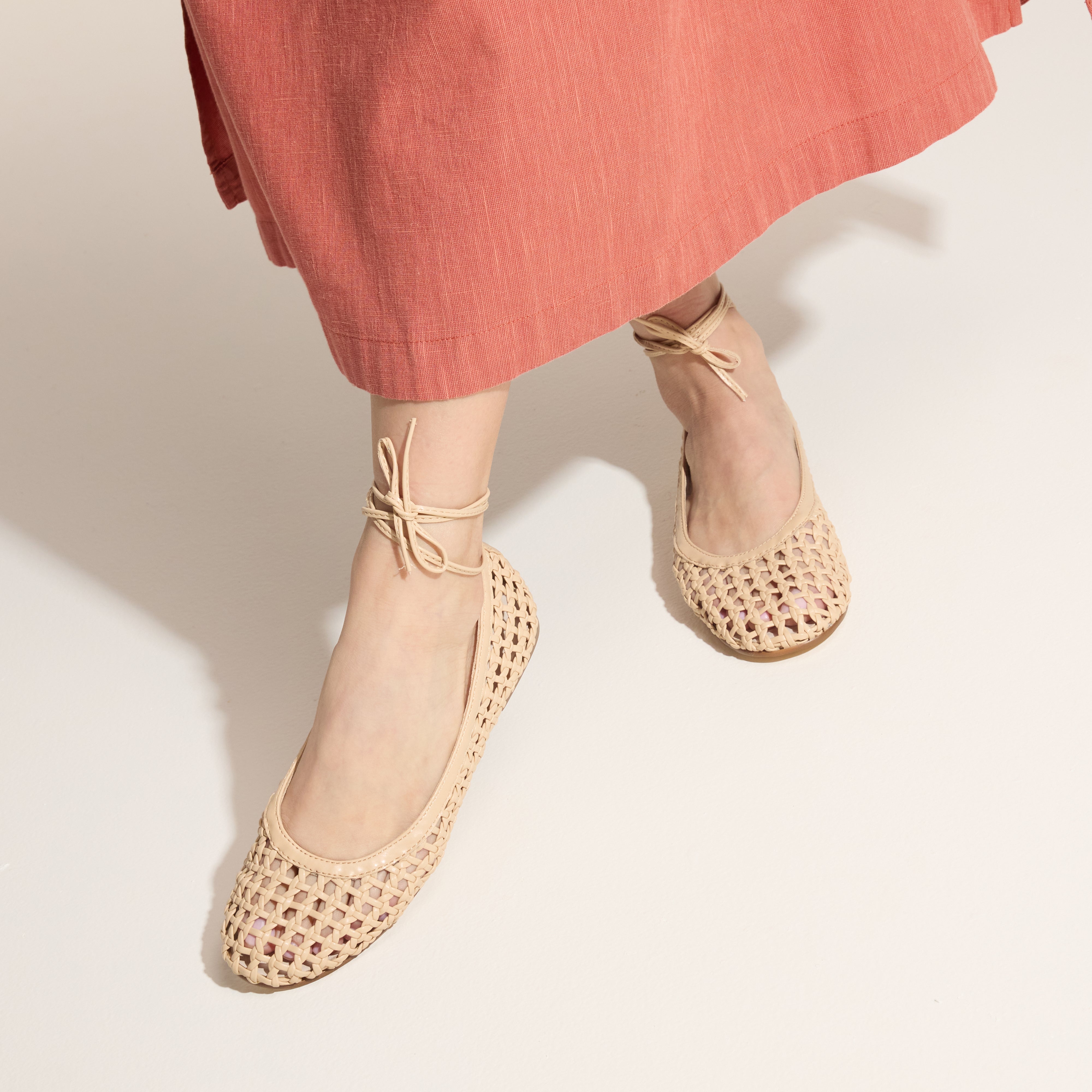 Sadie Ballet Flat in Natural Hand Woven