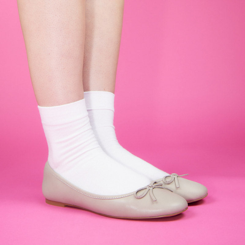 Sadie Ballet Flat in Taupe Leather