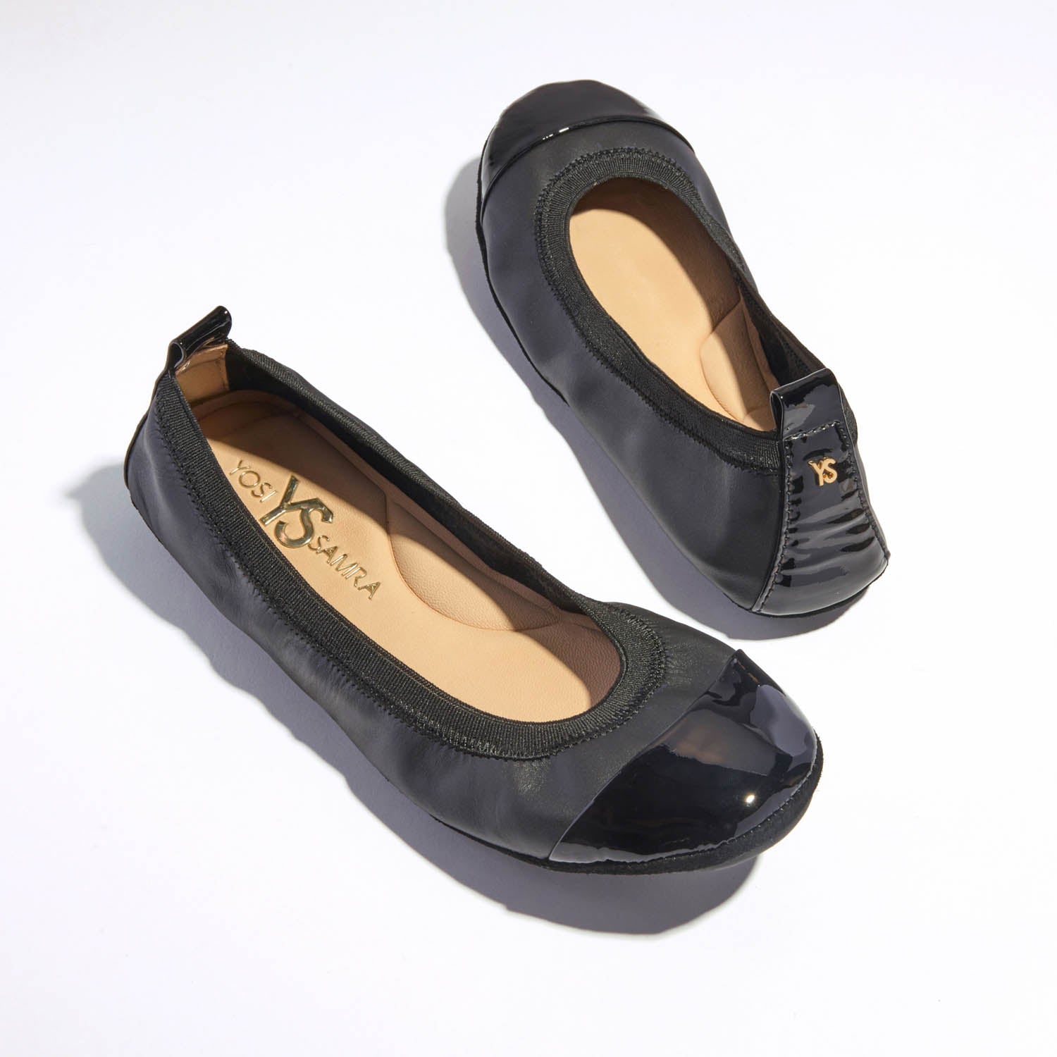 Yosi Samra Sz 8 Grey Suede popular Black Leather Ballet Flats