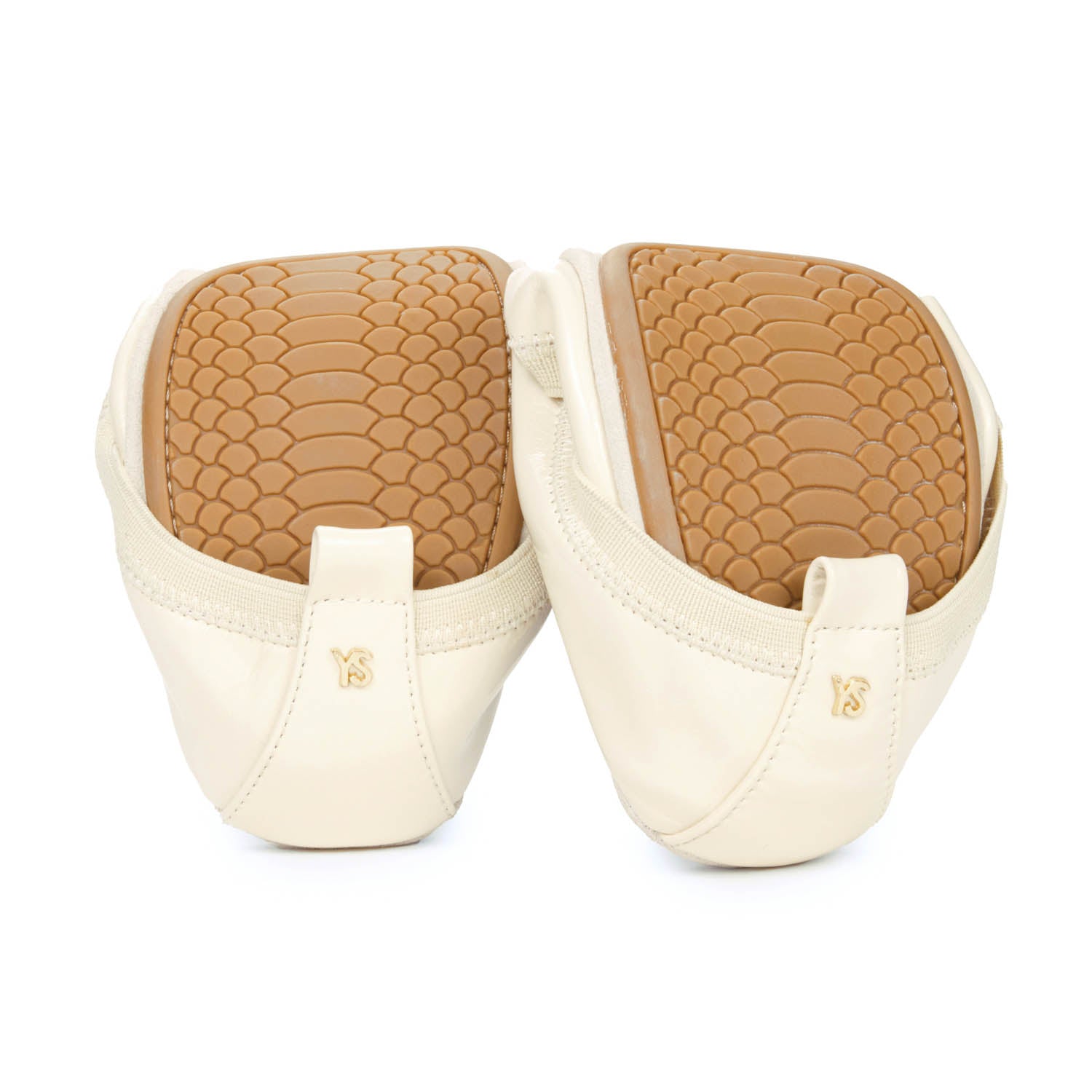 Samara Foldable Ballet Flat in Beige Patent