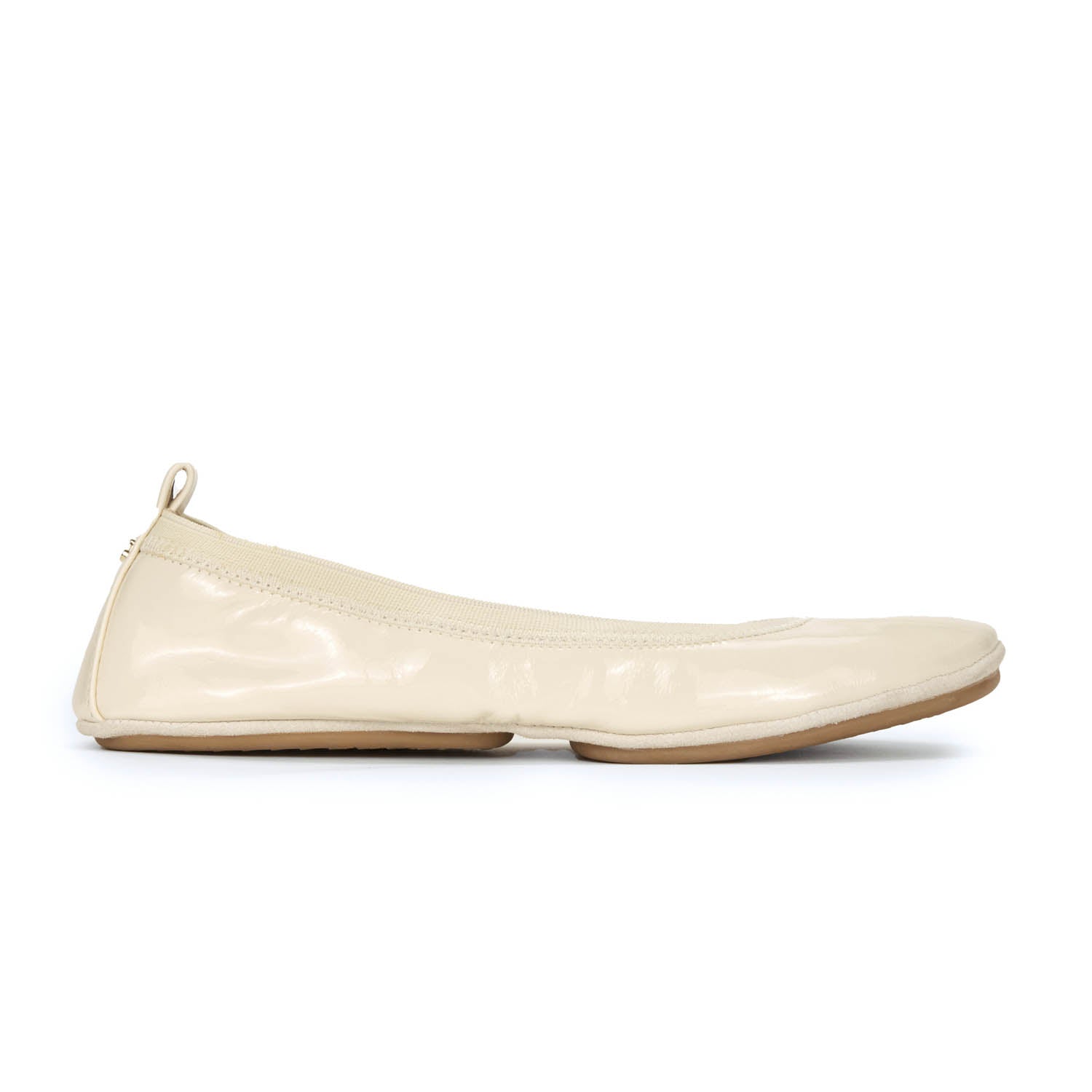 Samara Foldable Ballet Flat in Beige Patent