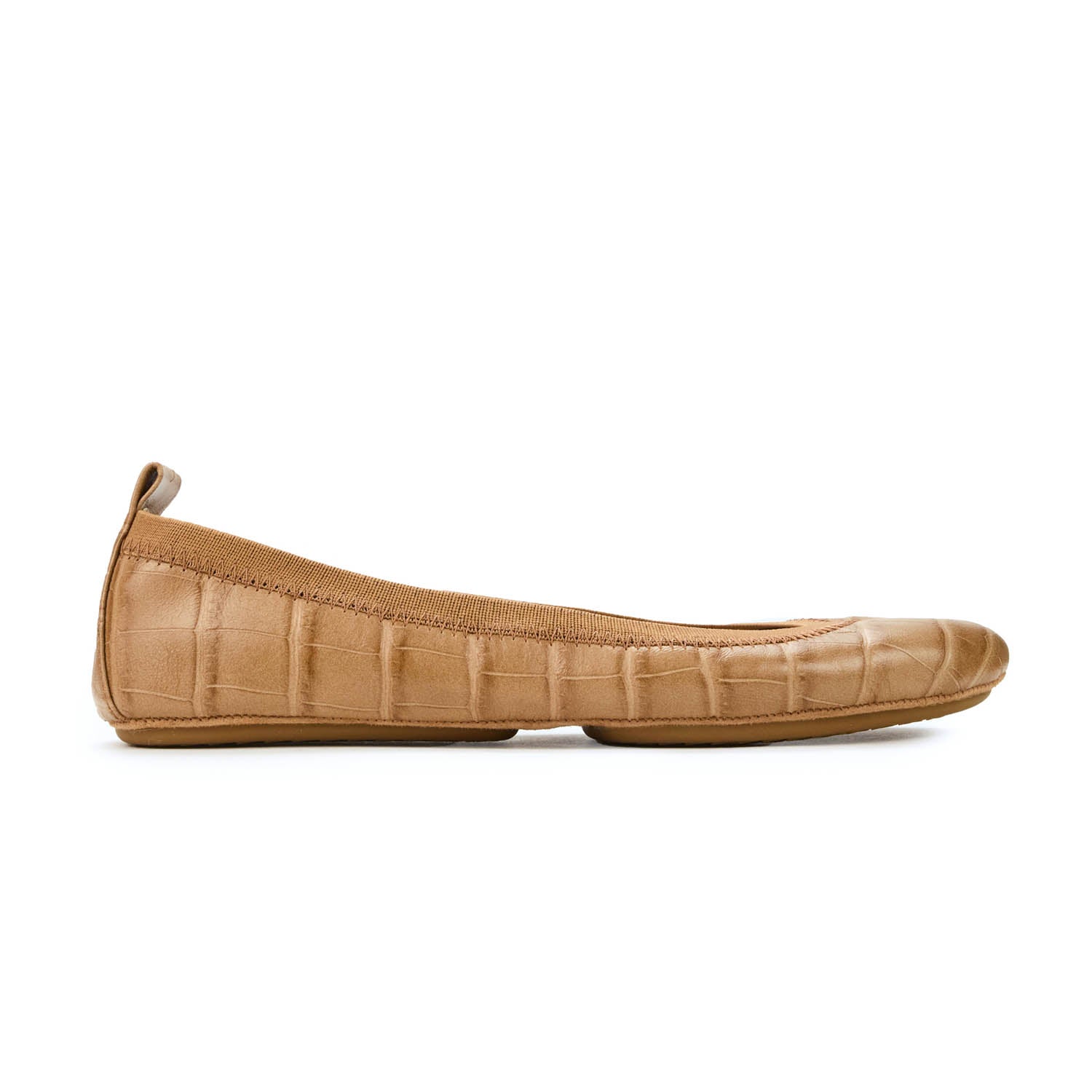 Samara Foldable Ballet Flat in Brown Croc Leather