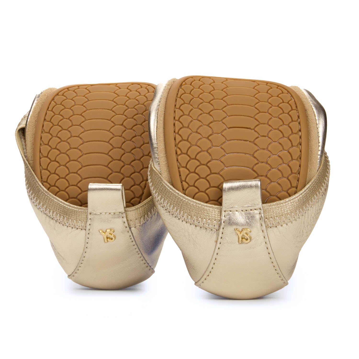 Samara Foldable Ballet Flat in Gold Leather