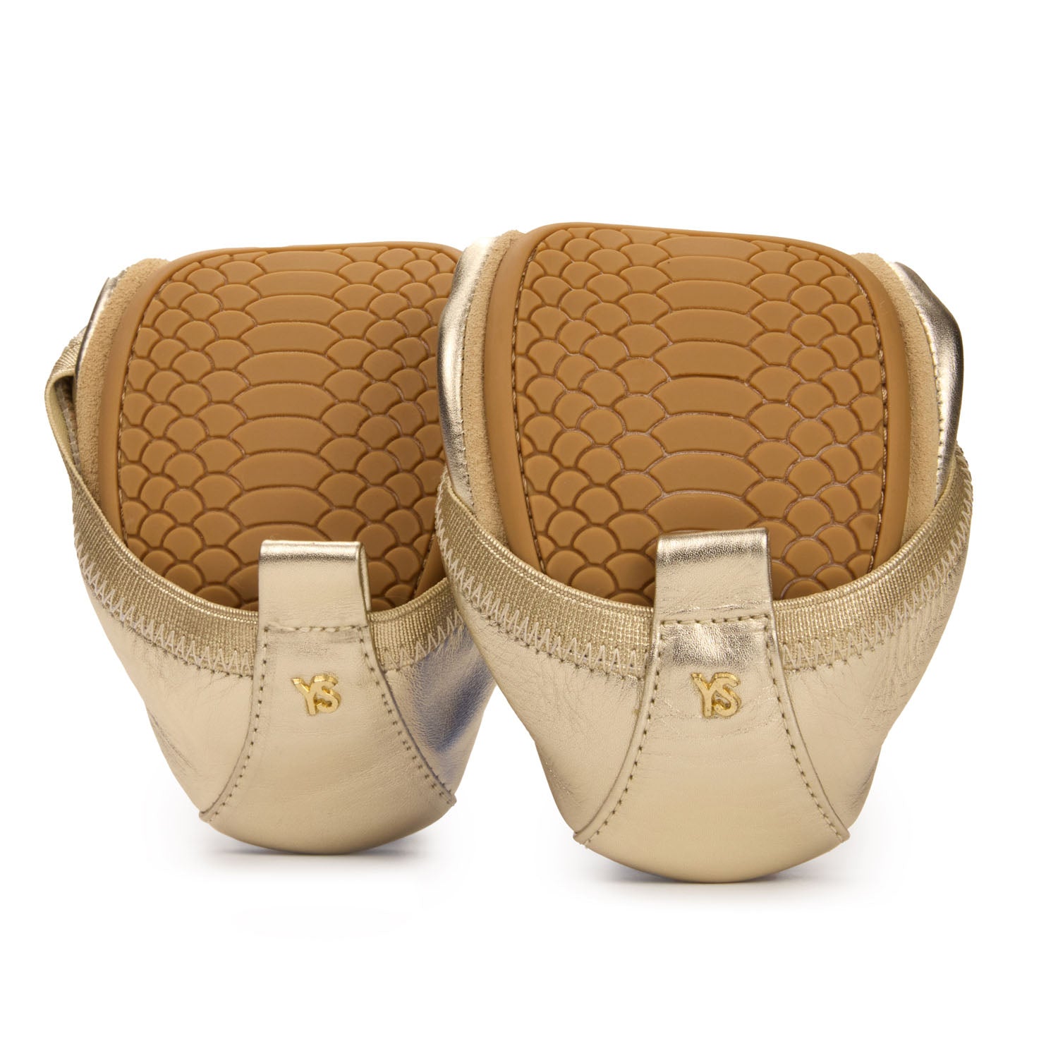 Samara Foldable Ballet Flat in Gold Leather