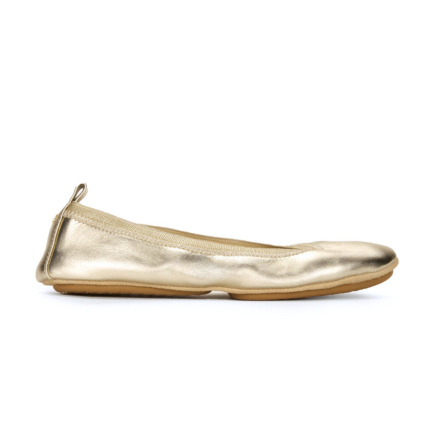 Samara Foldable Ballet Flat in Gold Leather