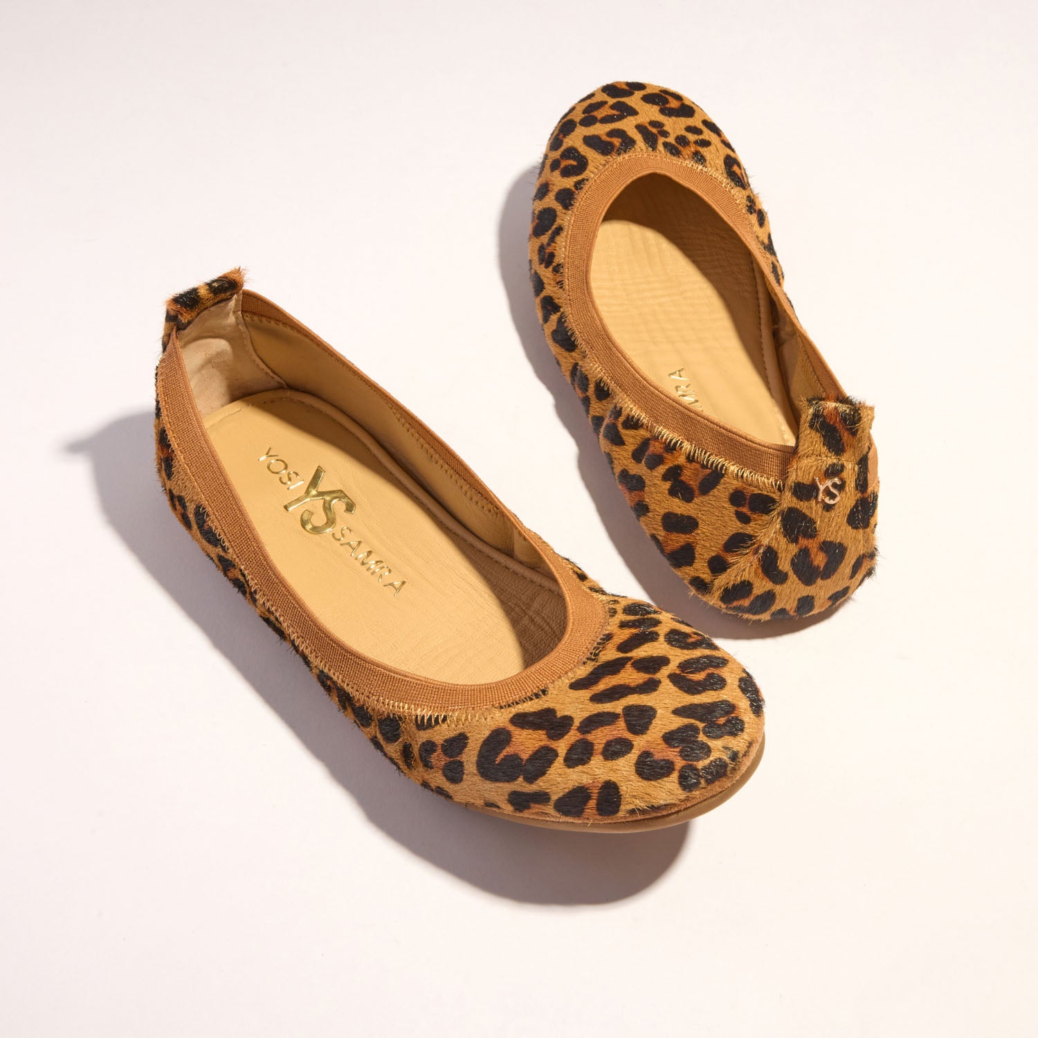 Samara Foldable Ballet Flat in Leopard Calf Hair