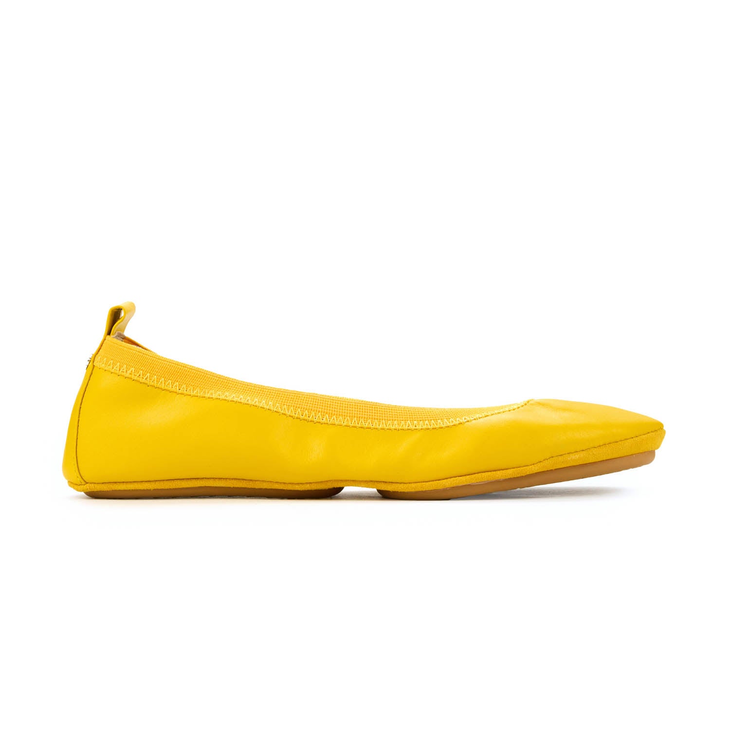 Samara Foldable Ballet Flat in Mustard Yellow Leather