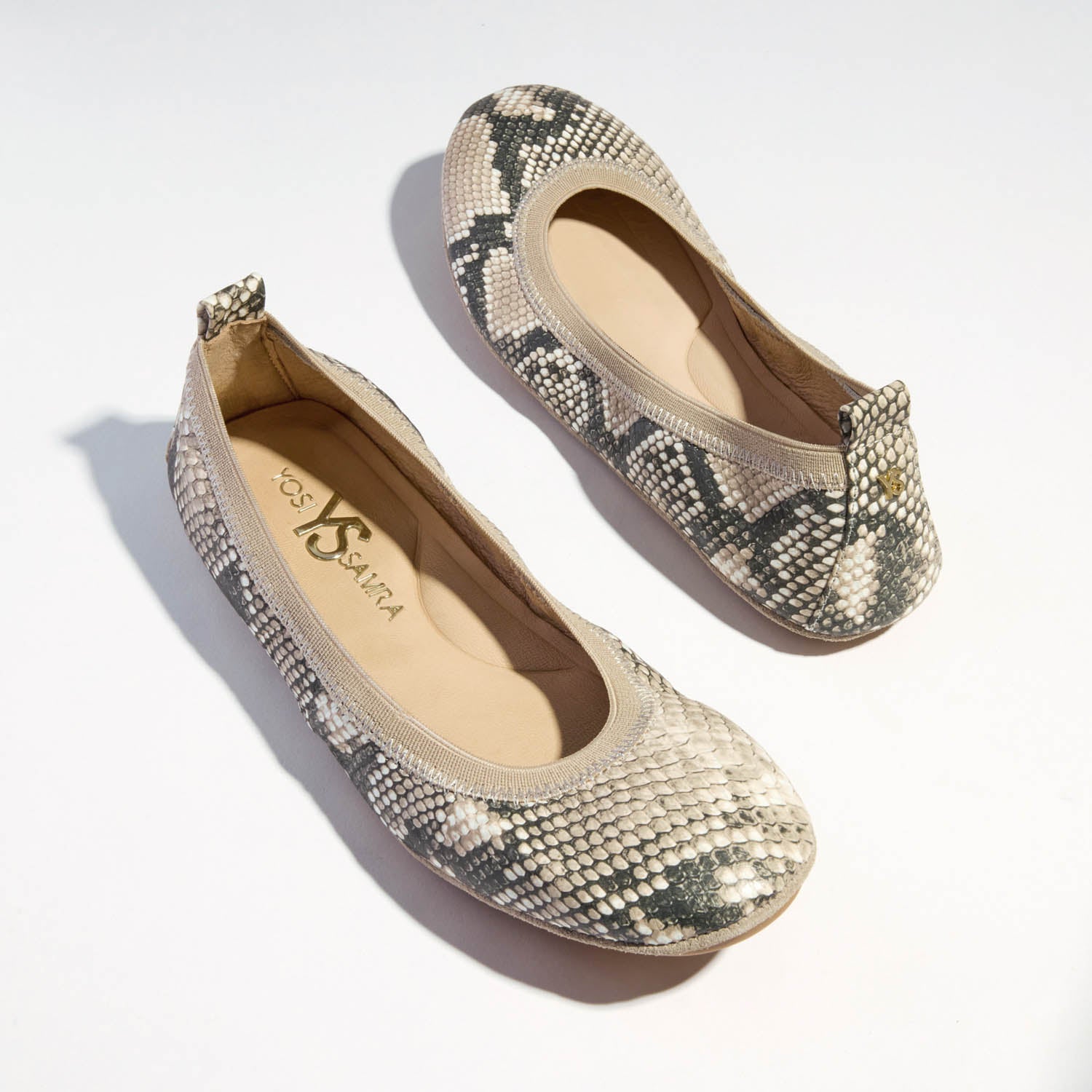 Samara Foldable Ballet Flat in Natural Python