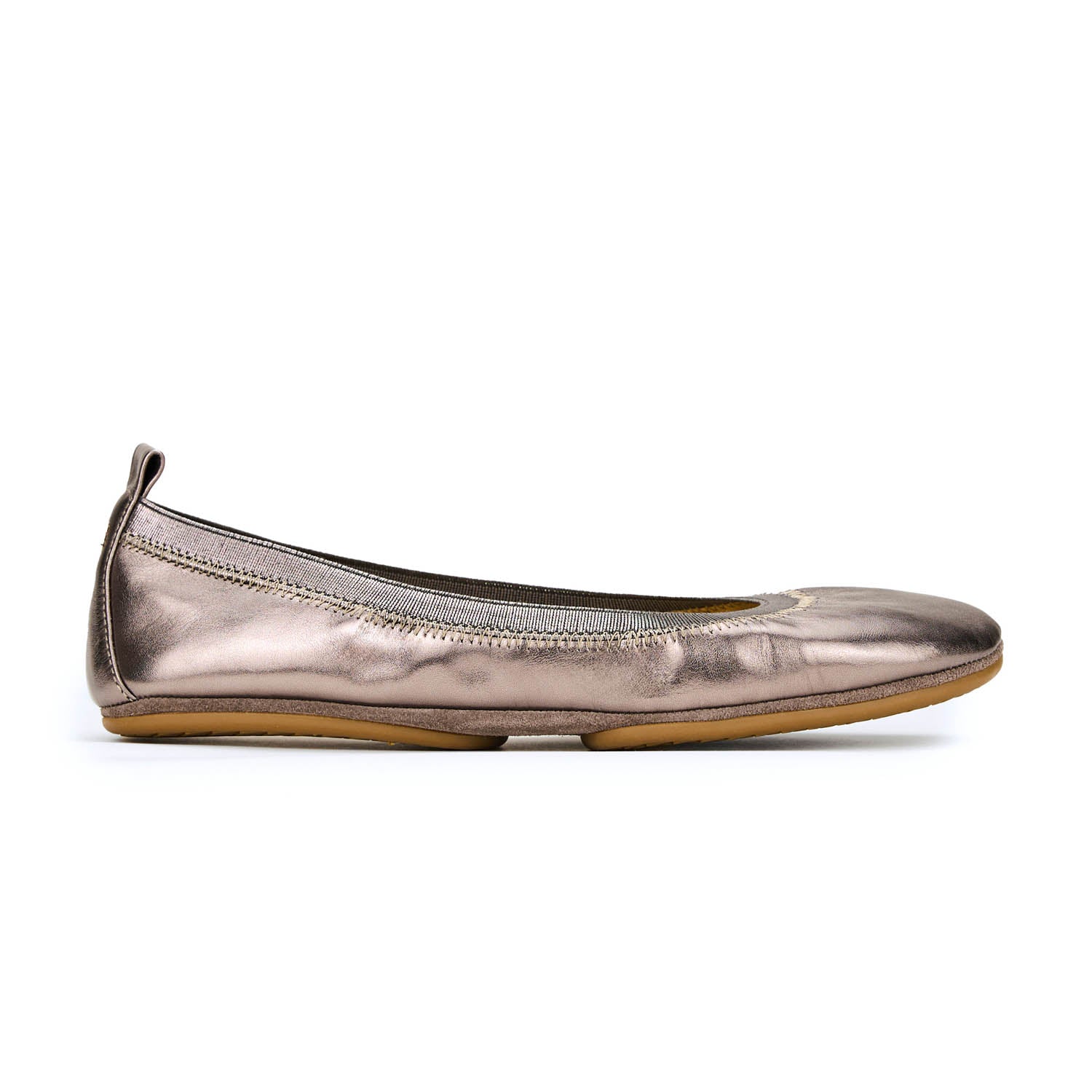 Samara Foldable Ballet Flat in Pewter Leather