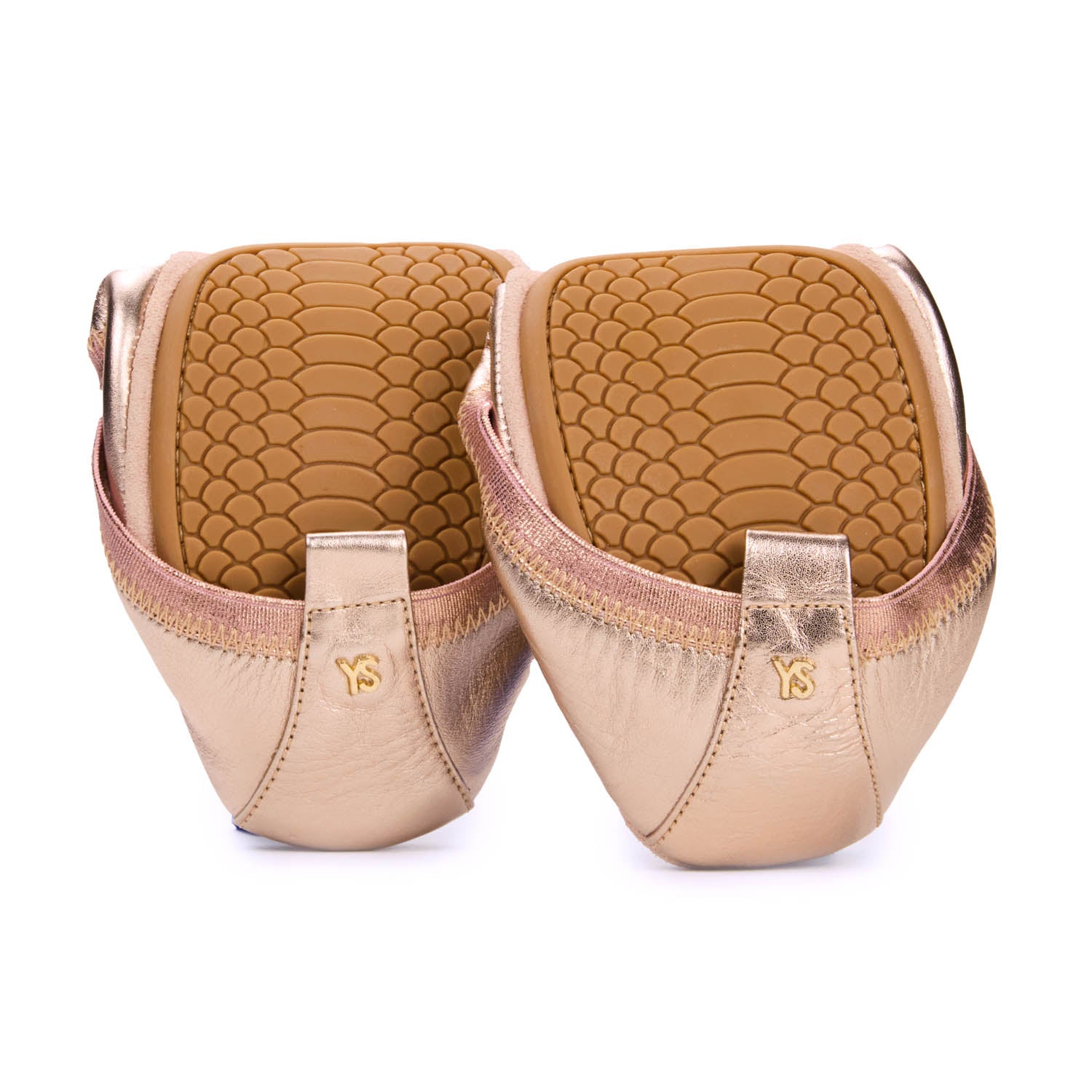 Samara Foldable Ballet Flat in Rose Gold Leather