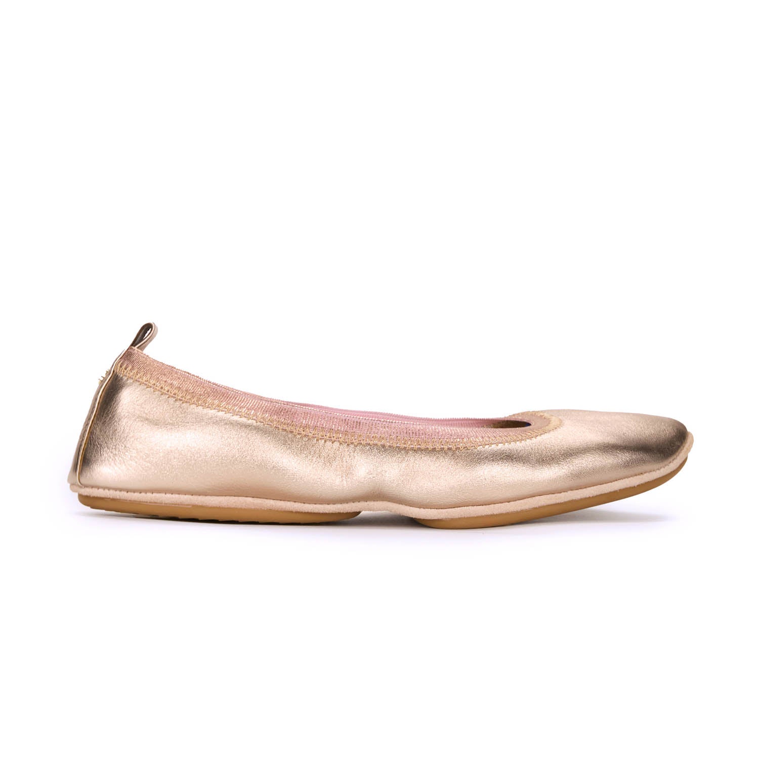 Samara Foldable Ballet Flat in Rose Gold Leather