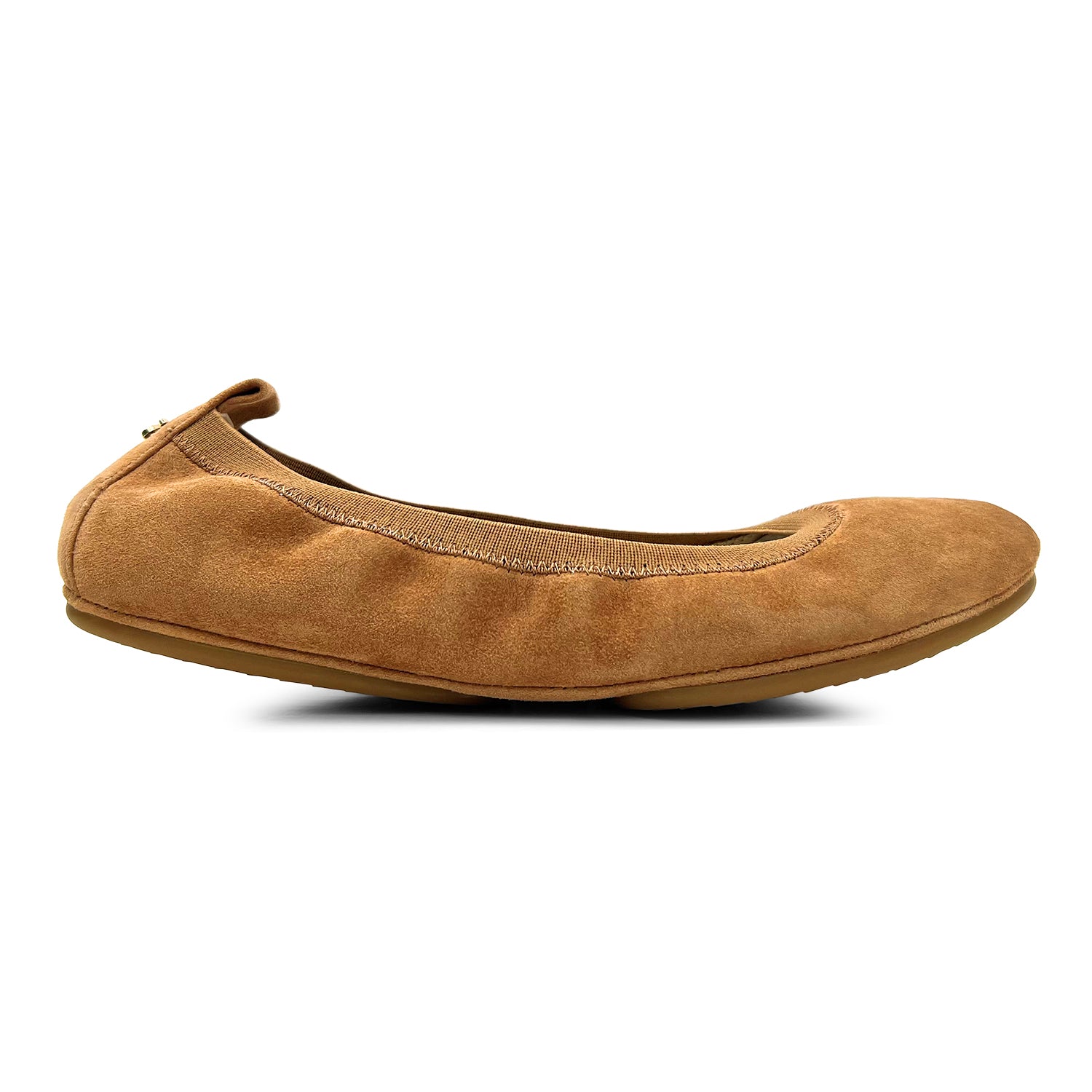 Samara Foldable Ballet Flat in Tan Suede