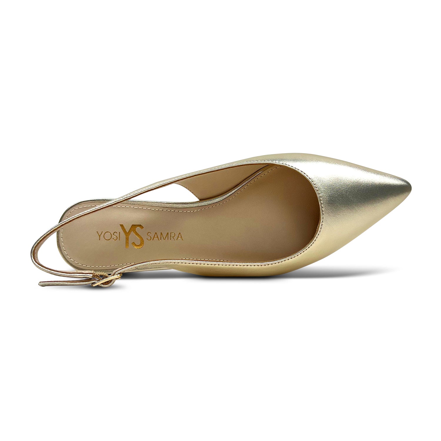 Flats with gold heel best sale