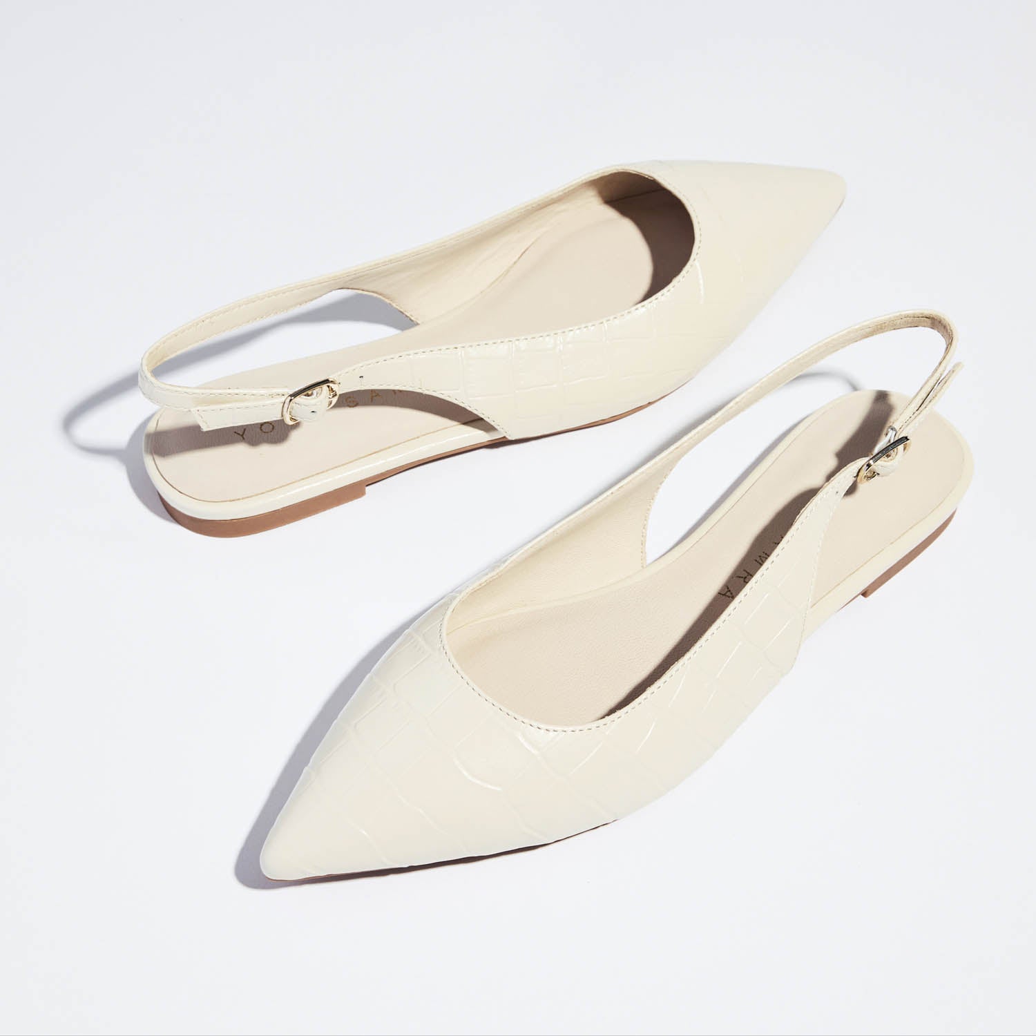 Vera Slingback Flat in Bone Croc