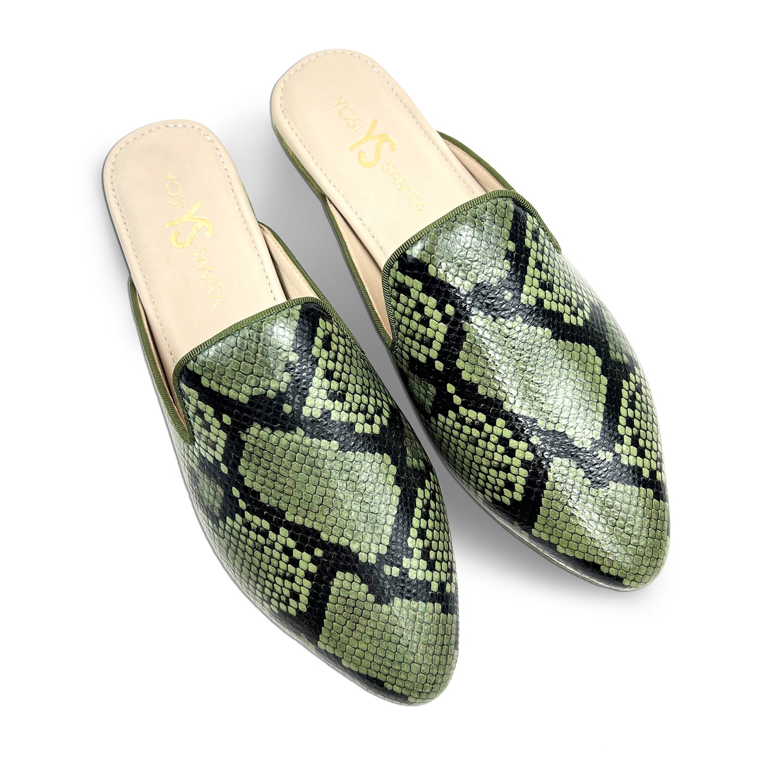 Vidi Mule in Green Snake Leather