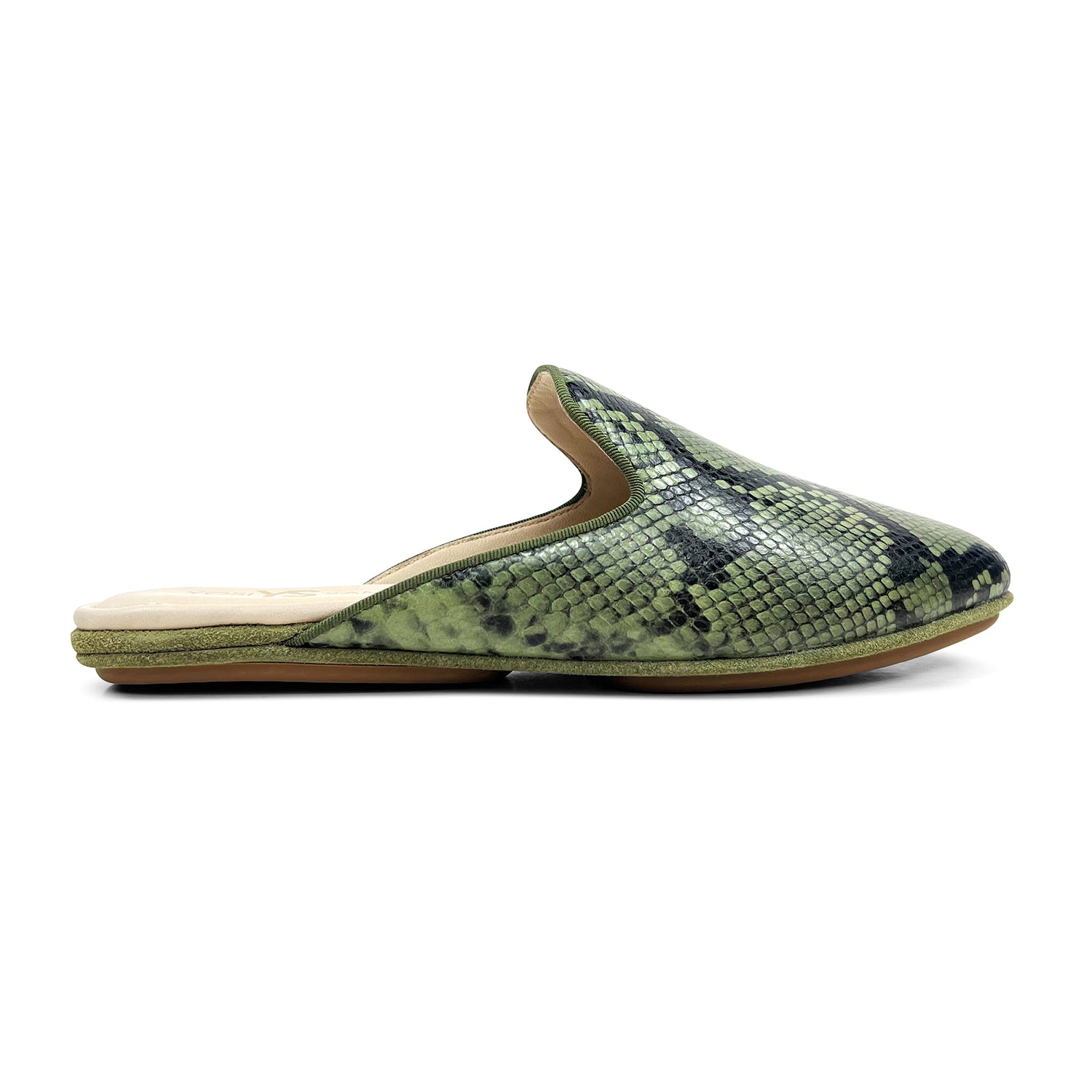 Vidi Mule in Green Snake Leather