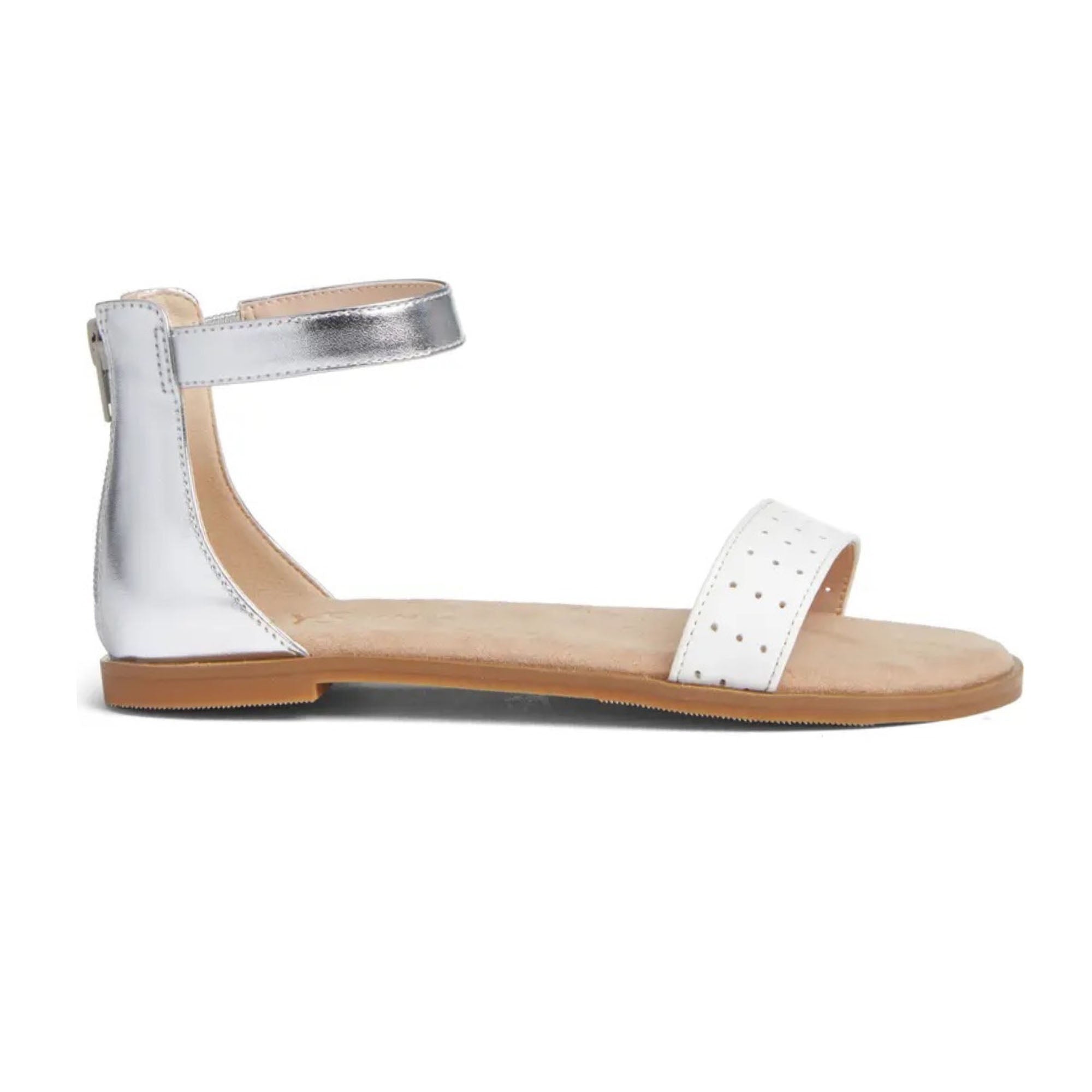 Miss Cambelle Sandal in White & Silver - Kids