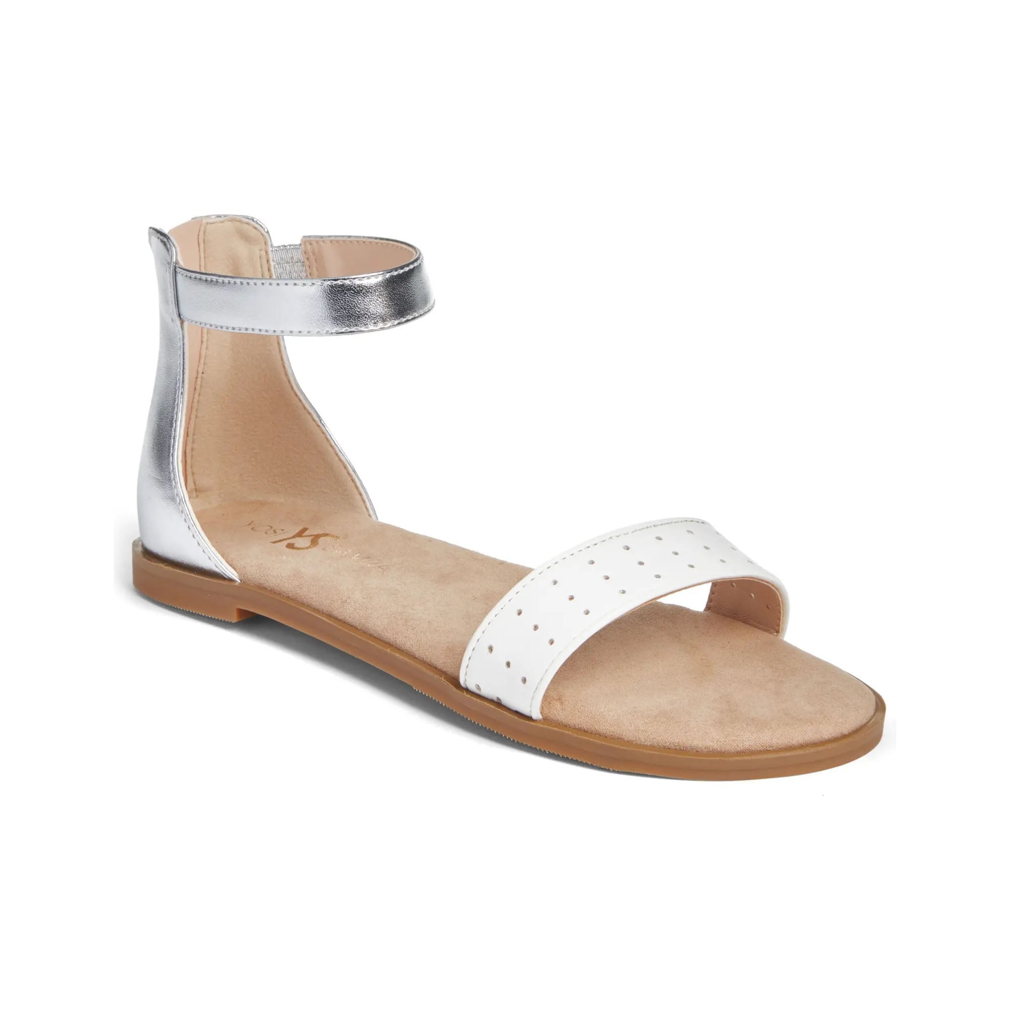 Miss Cambelle Sandal in White & Silver - Kids