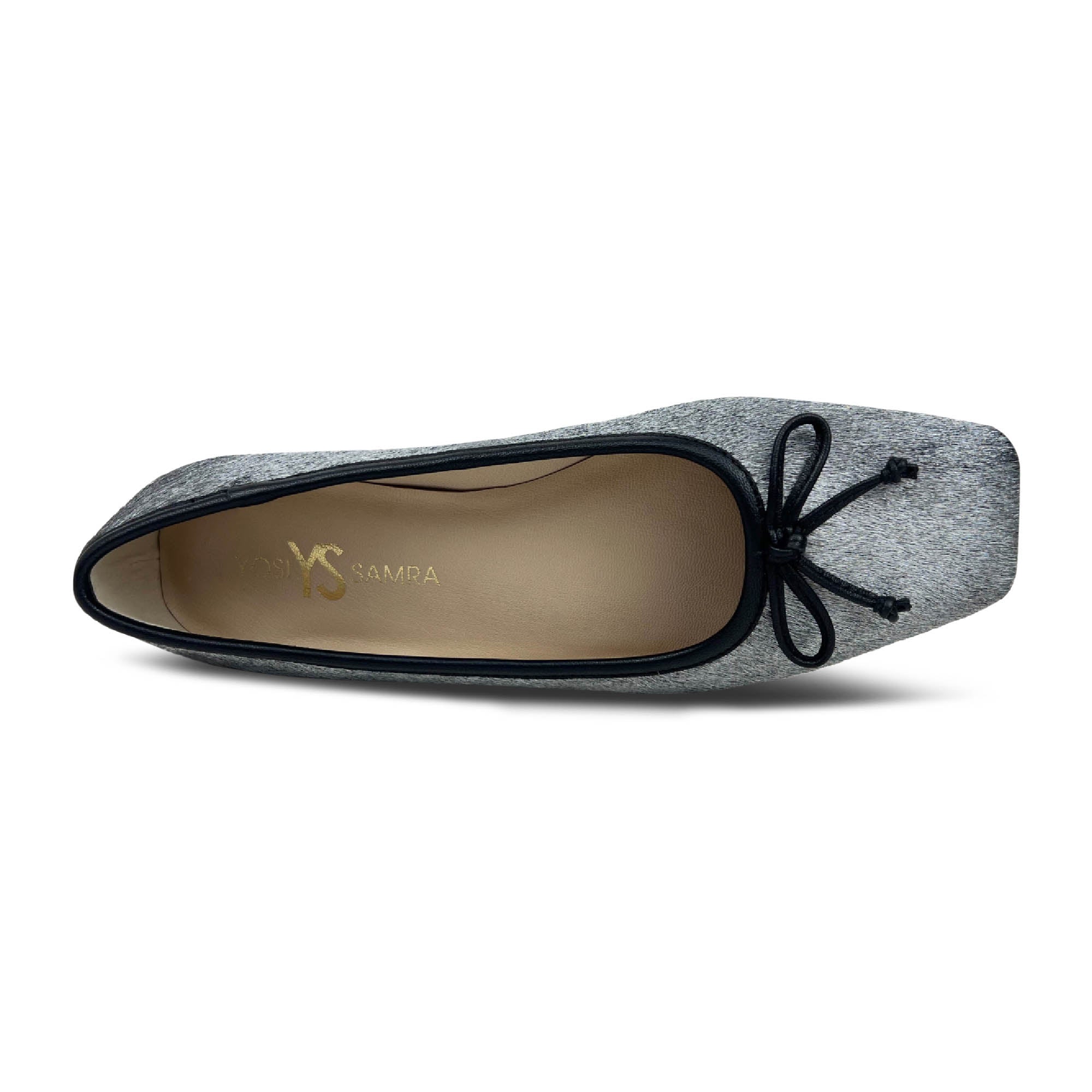 Cara Ballet Flat in Silver Calf Hair