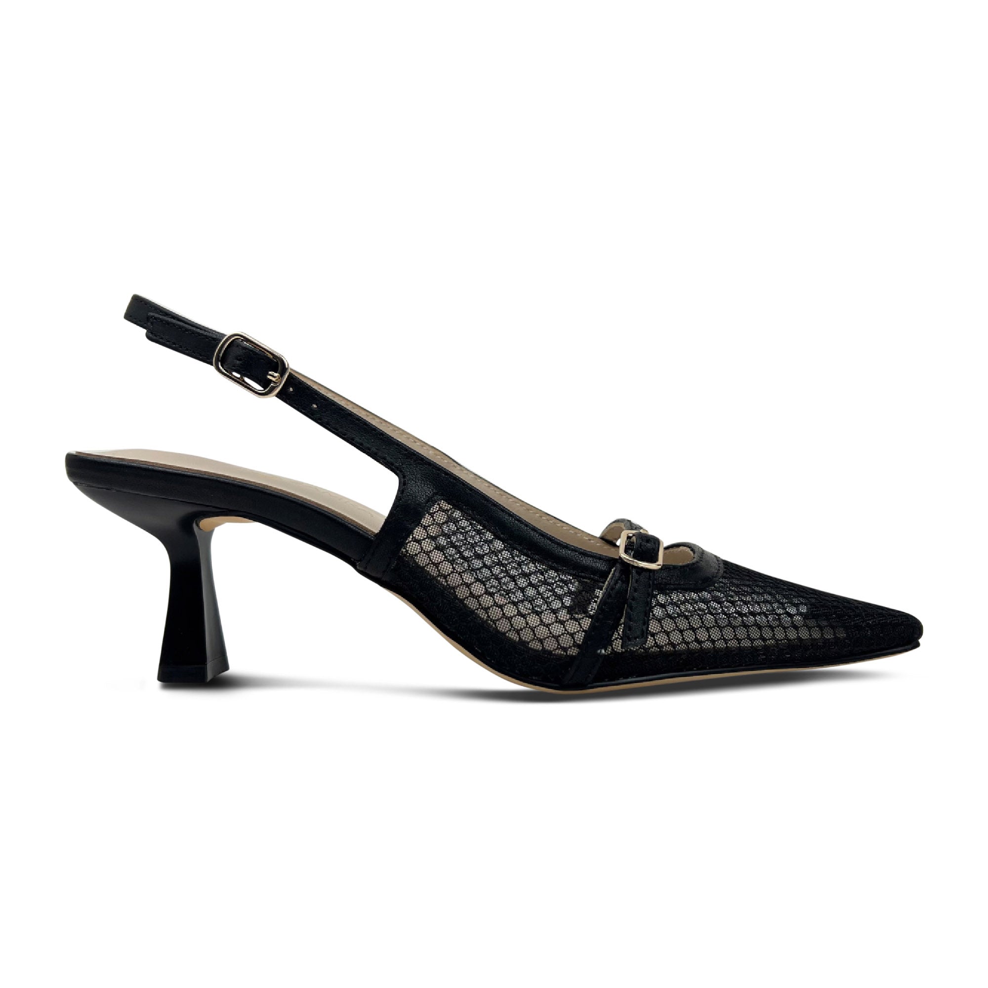 Kate Slingback Pumps in Black Mesh